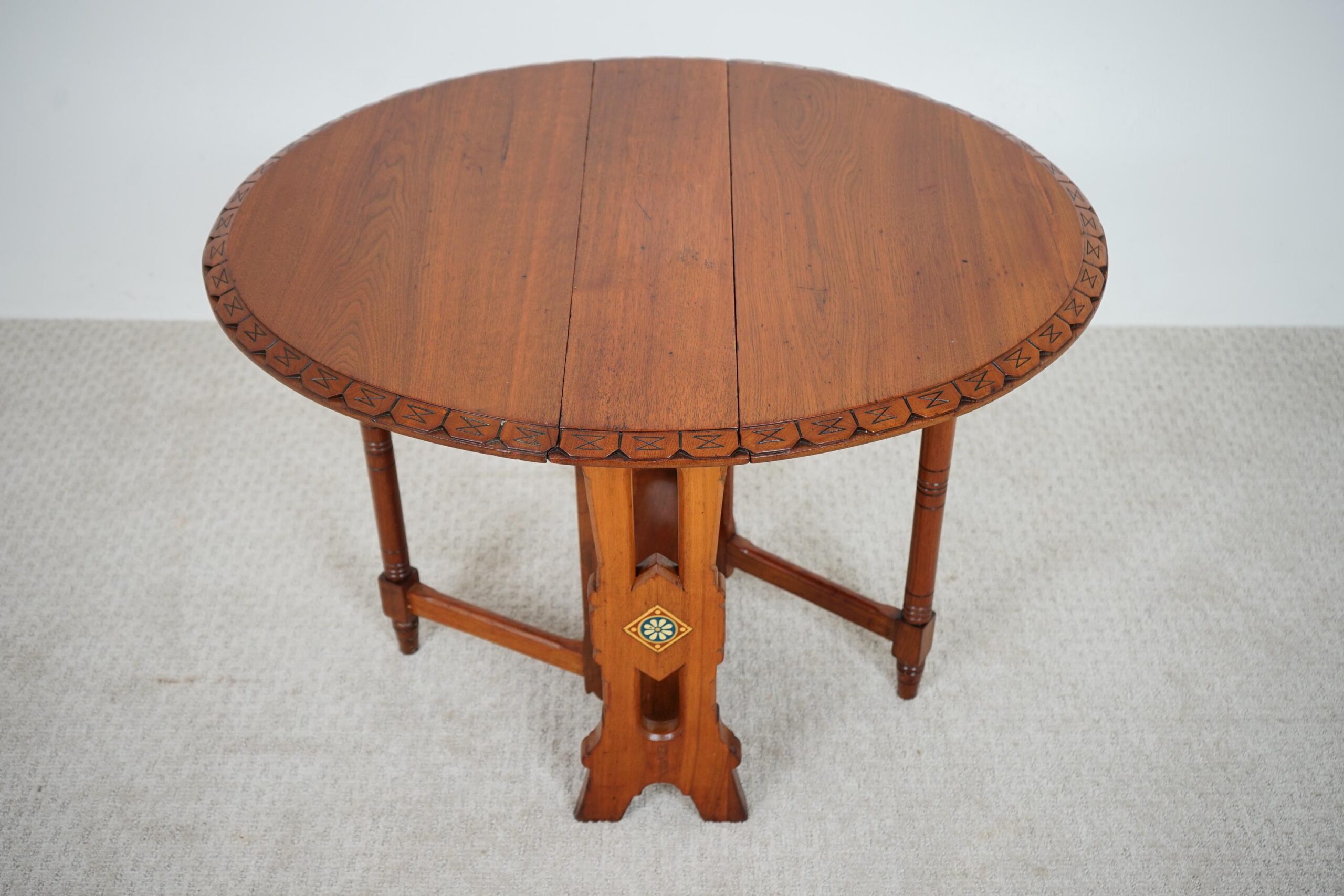 Carved Oak Arts & Crafts, Gateleg, Drop Leaf Table Scotland 1910 F-1605 - Image 14