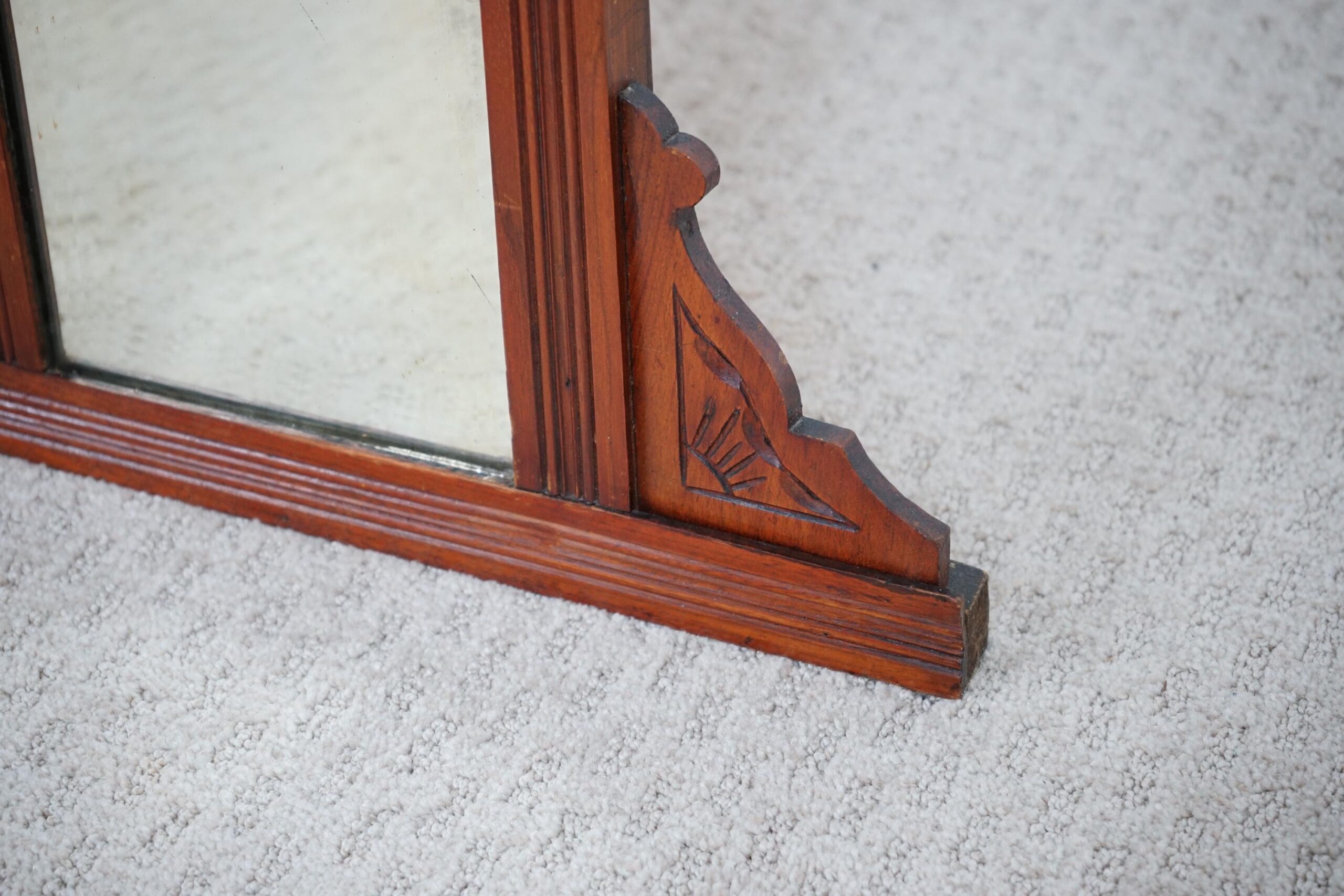 Victorian Carved Walnut Over Mantle Mirror/Shelves Scotland 1880 F-1616 - Image 6