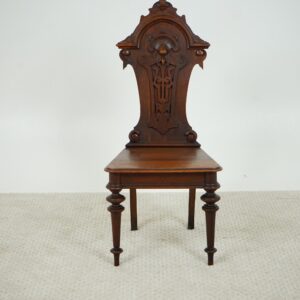 19th Century Carved Walnut Hall Chair Scotland 1870 F-1620