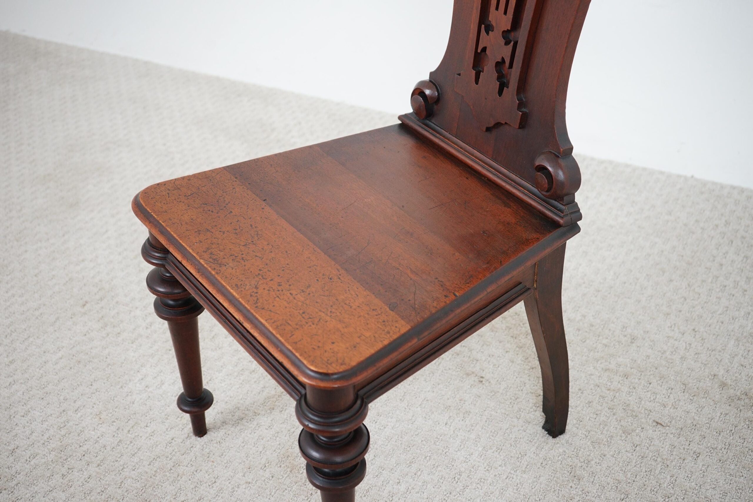 19th Century Carved Walnut Hall Chair Scotland 1870 F-1620 - Image 10