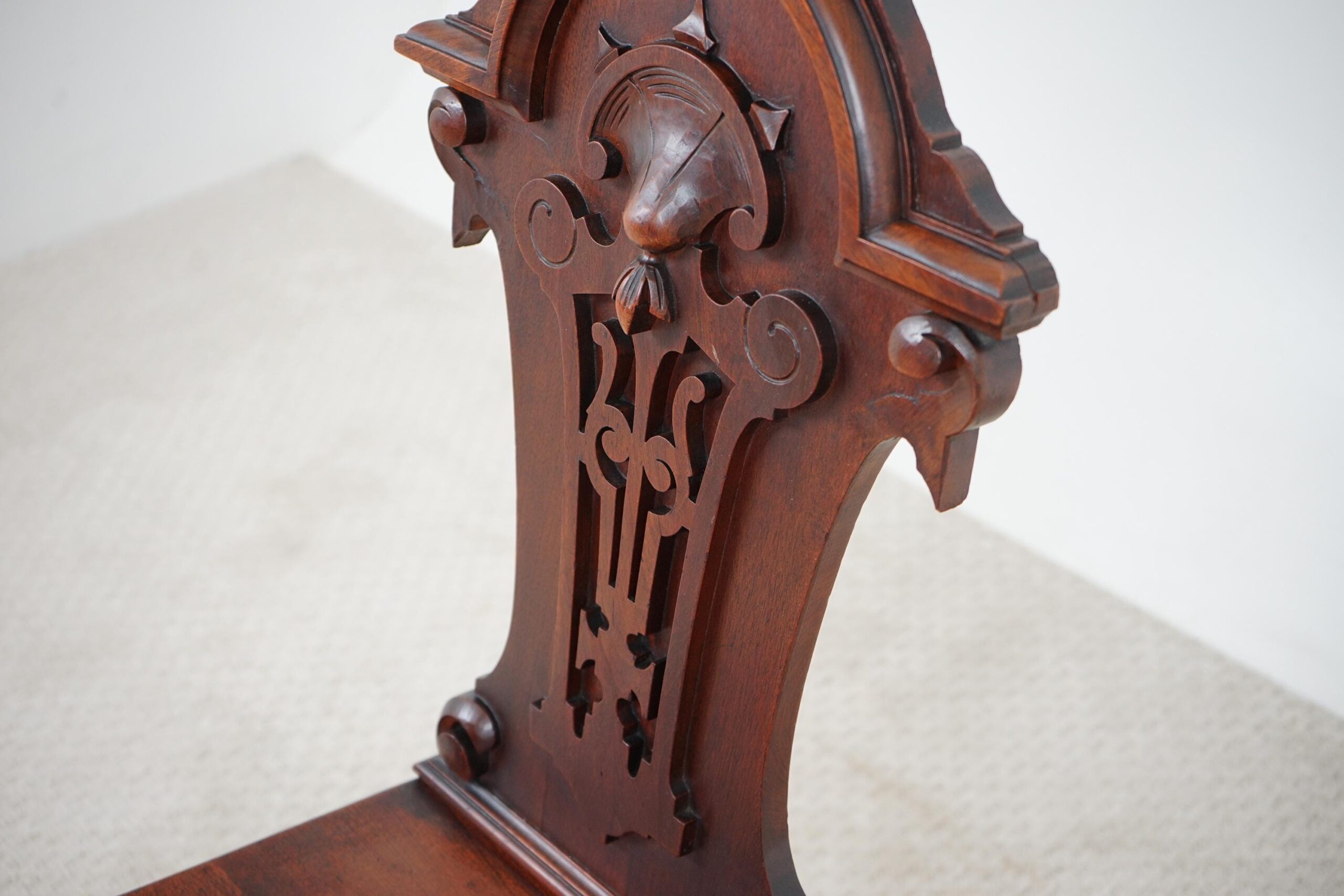 19th Century Carved Walnut Hall Chair Scotland 1870 F-1620 - Image 8