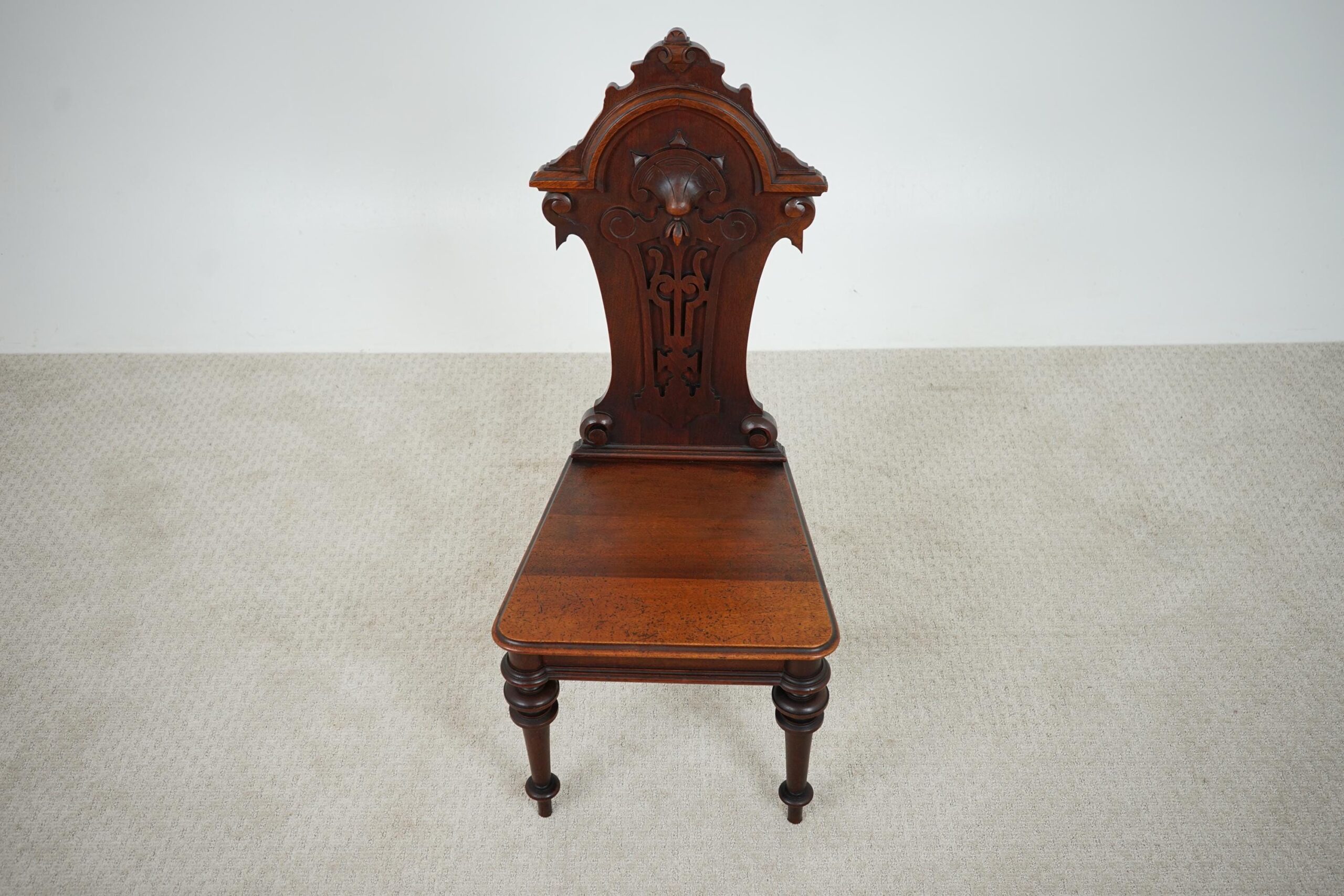 19th Century Carved Walnut Hall Chair Scotland 1870 F-1620 - Image 2