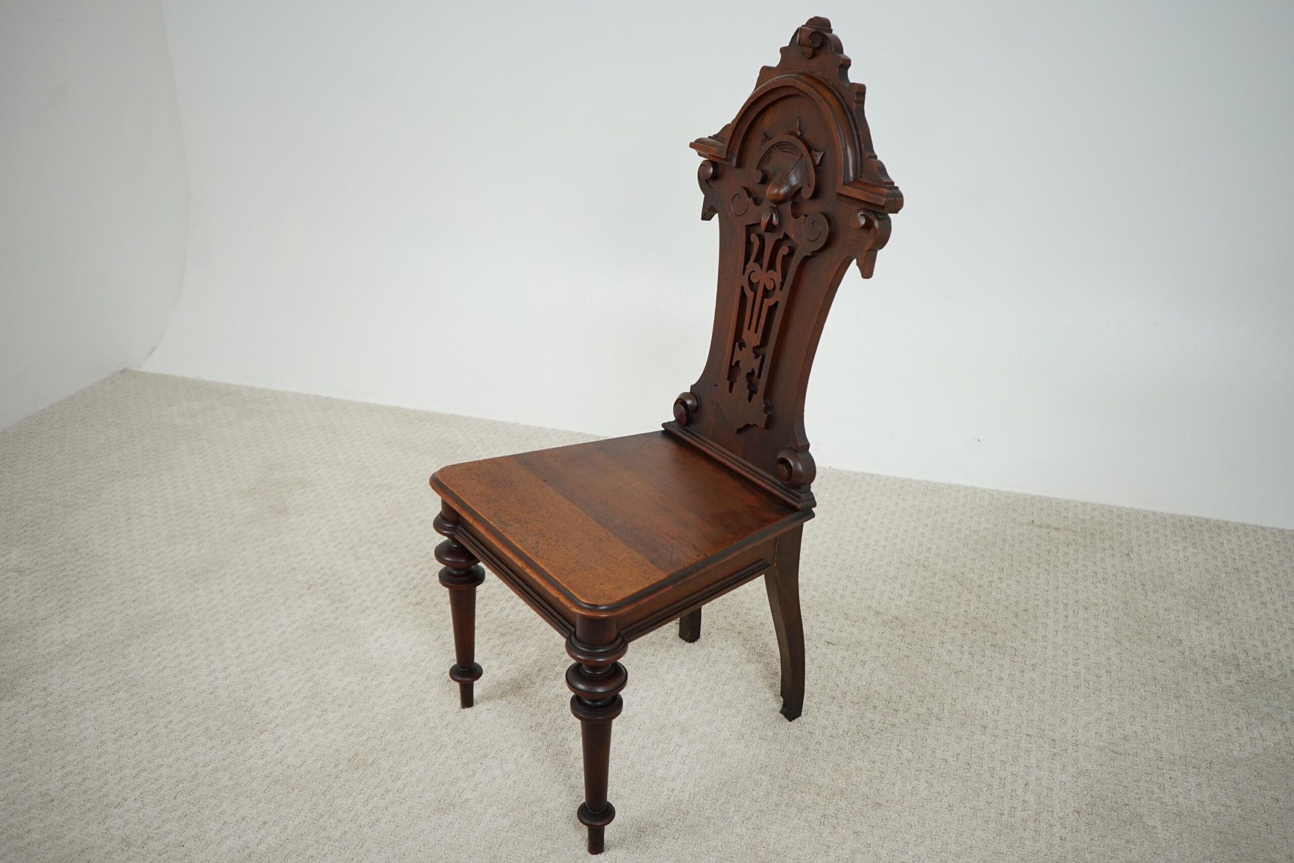 19th Century Carved Walnut Hall Chair Scotland 1870 F-1620 - Image 12