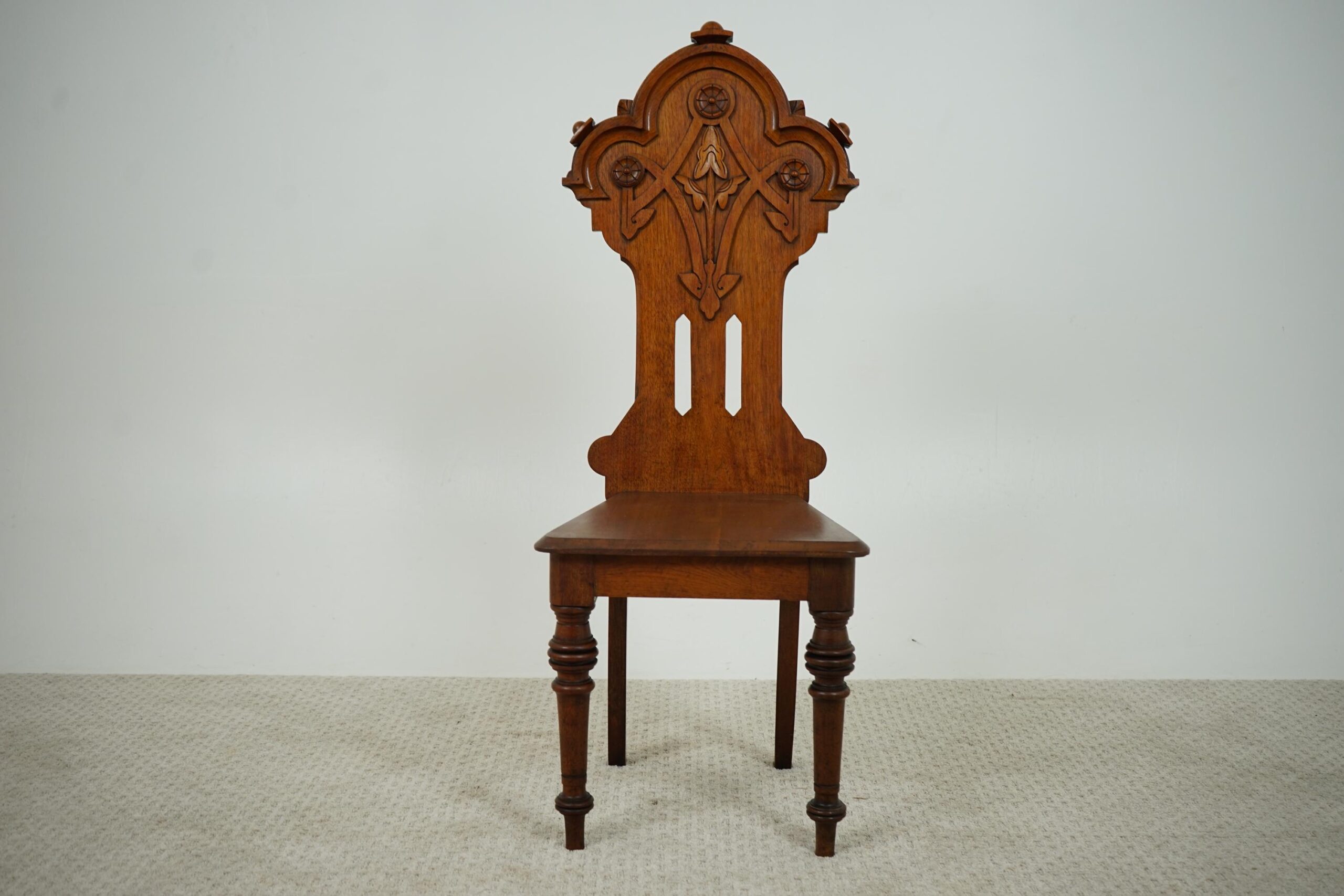 19th Century Carved Walnut Hall Chair - Scotland 1870 F-1620