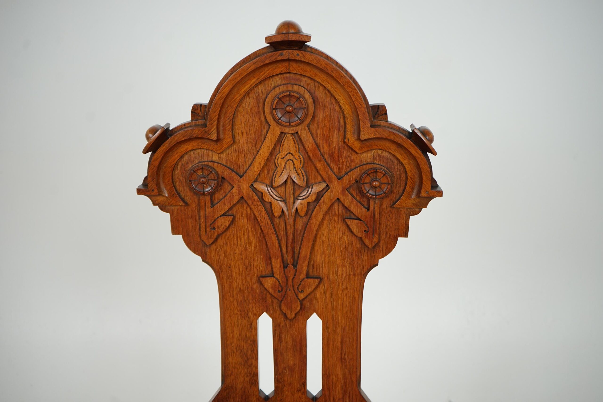 19th Century Carved Walnut Hall Chair - Scotland 1870 F-1620 - Image 6