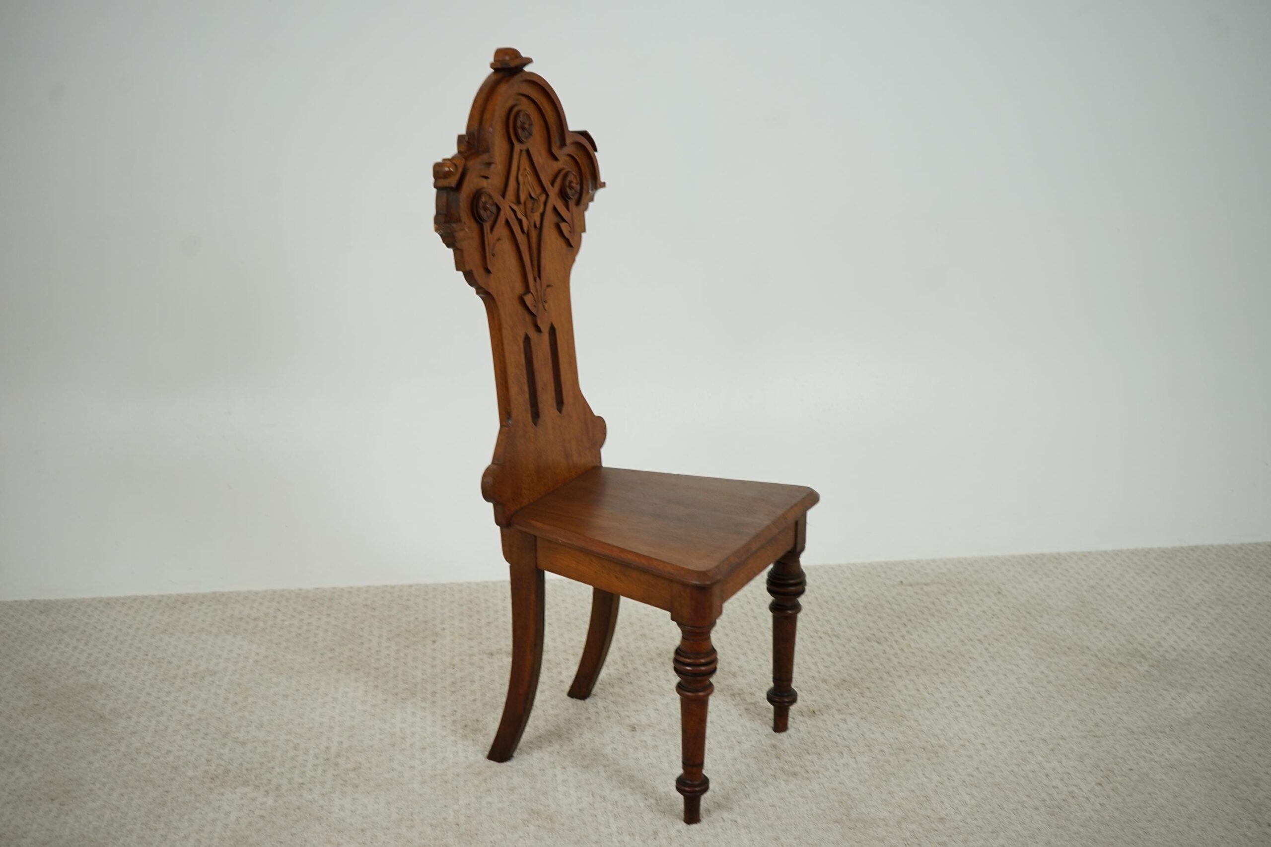 19th Century Carved Walnut Hall Chair - Scotland 1870 F-1620 - Image 9