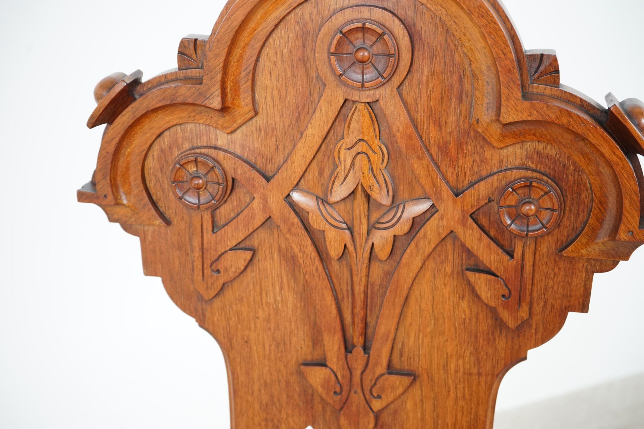 19th Century Carved Walnut Hall Chair - Scotland 1870 F-1620 - Image 14