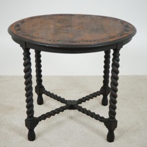 Vintage Carved Walnut Barley Twist Center Table, Hall Table Scotland 1910 F-1619