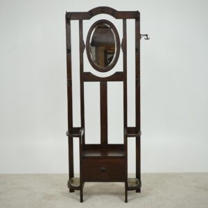 Vintage Oak Hall Stand with Lift-up Seats Scotland 1920 F-1630