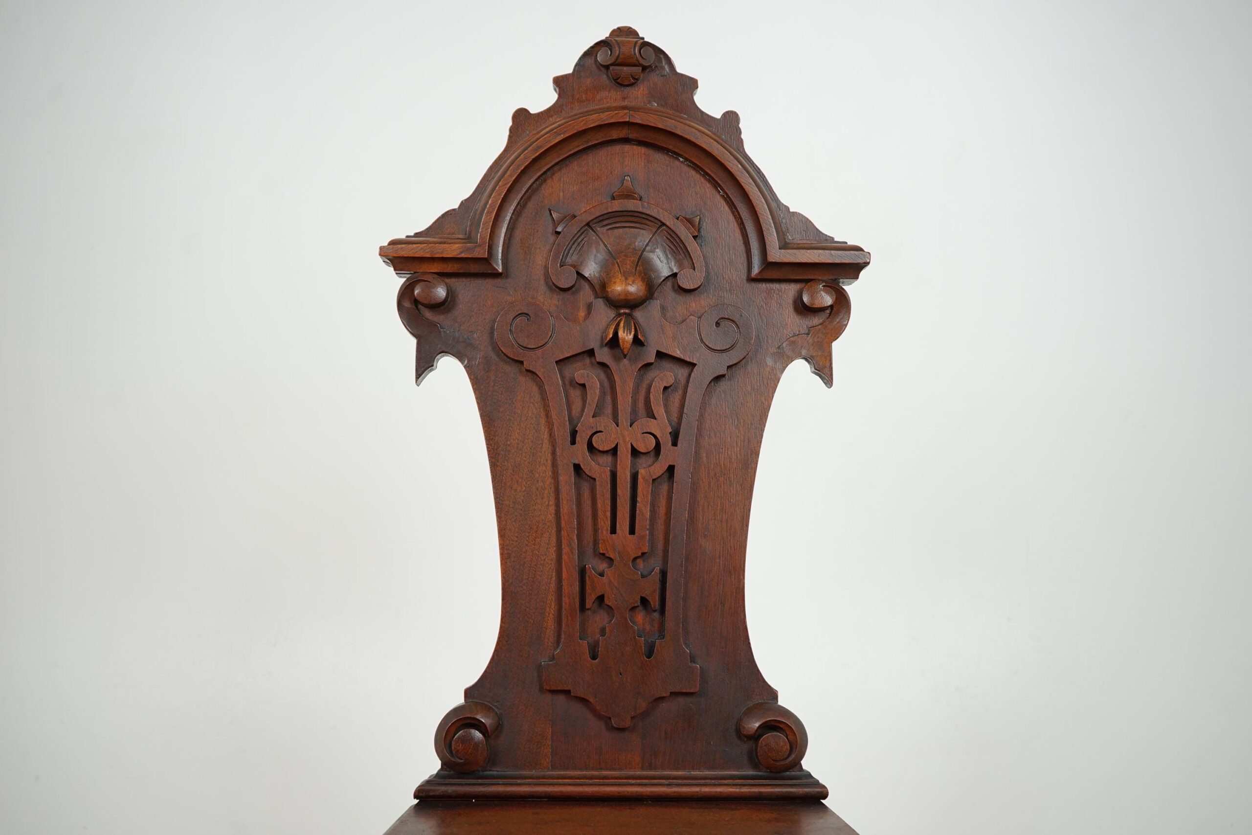 19th Century Carved Walnut Hall Chair Scotland 1870 F-1620 - Image 6