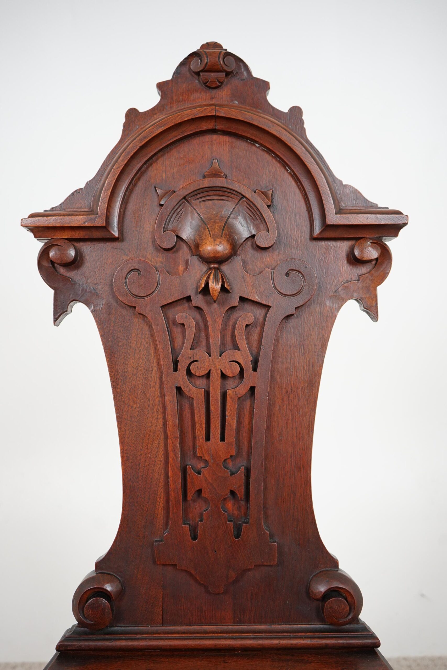 19th Century Carved Walnut Hall Chair Scotland 1870 F-1620 - Image 9