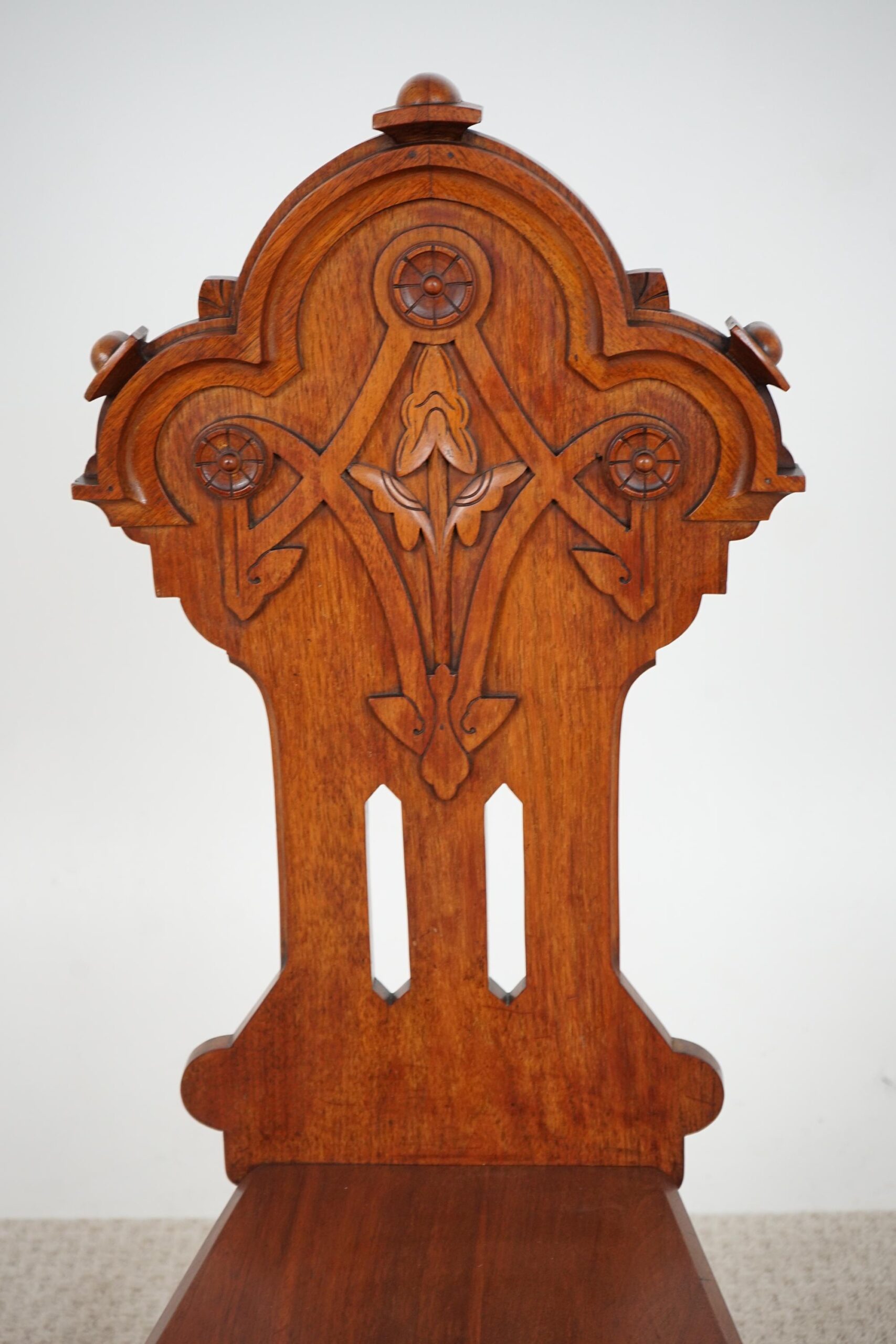 19th Century Carved Walnut Hall Chair - Scotland 1870 F-1620 - Image 4