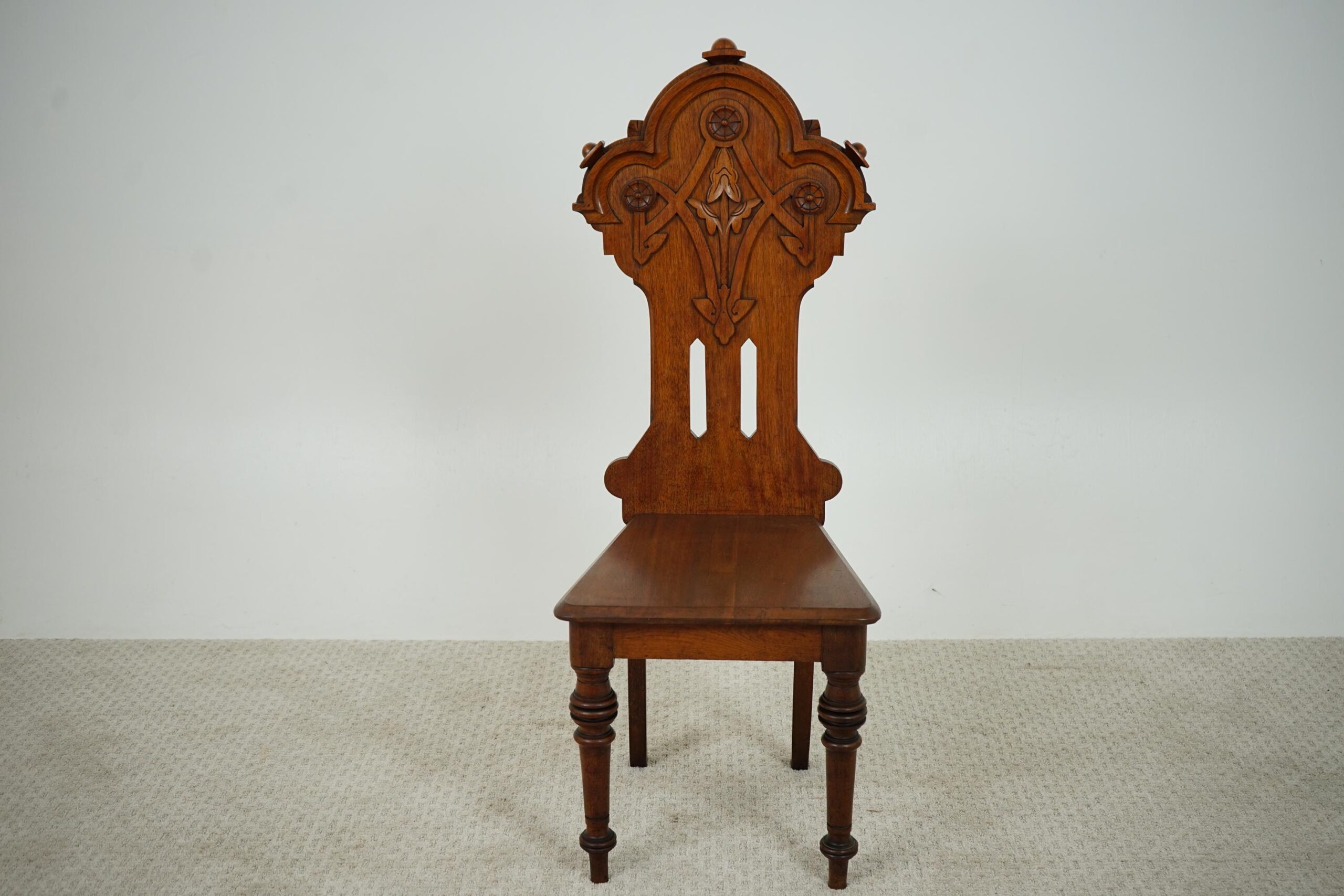 19th Century Carved Walnut Hall Chair - Scotland 1870 F-1620 - Image 2
