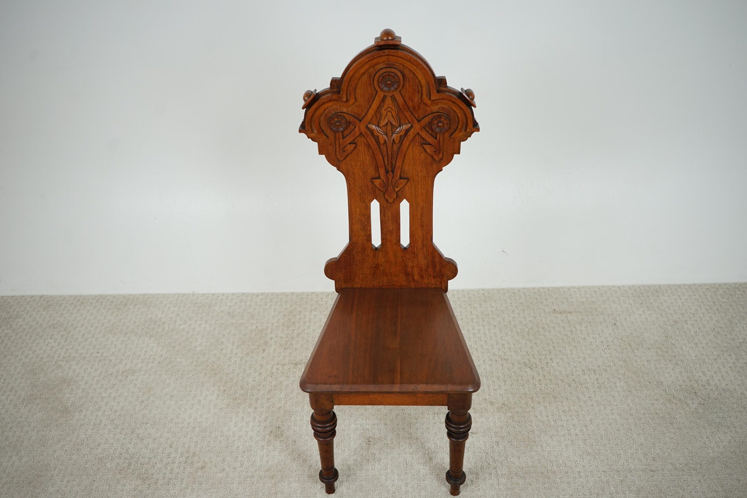 19th Century Carved Walnut Hall Chair - Scotland 1870 F-1620 - Image 3