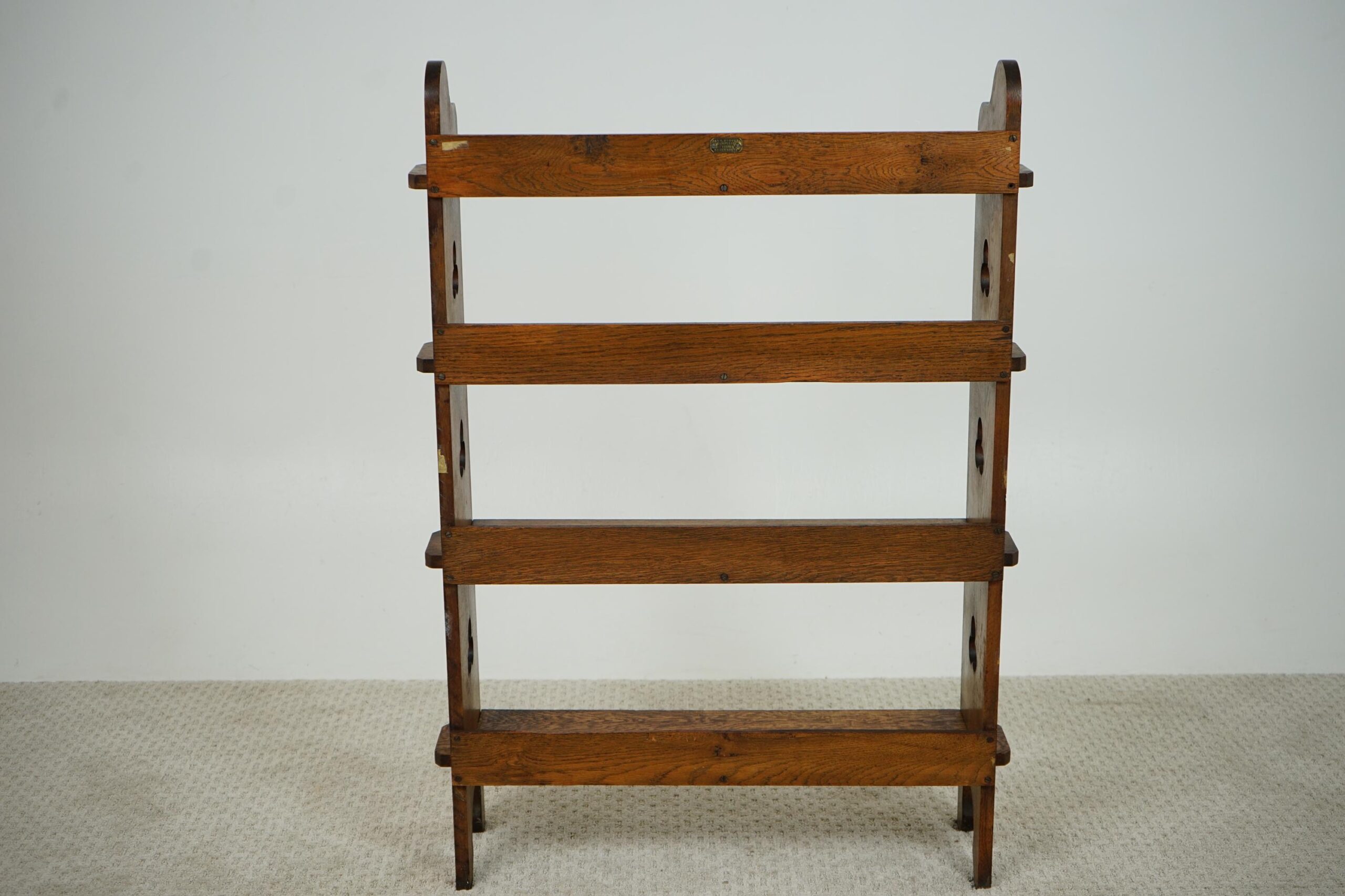 Arts & Crafts Oak Liberty Sedley Bookcase, Pegged Construction 4 Shelves England 1905 F-1629 - Image 8