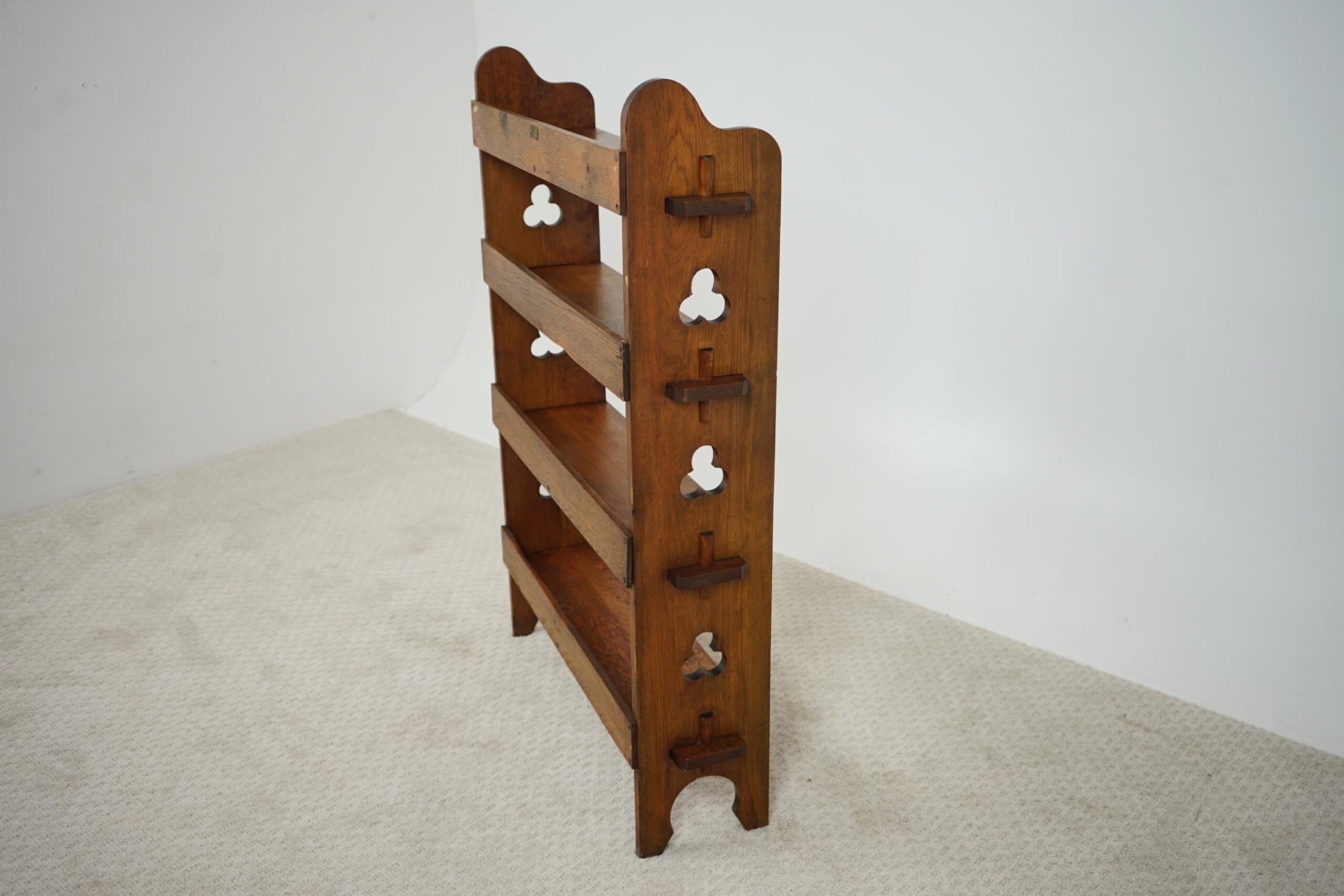 Arts & Crafts Oak Liberty Sedley Bookcase, Pegged Construction 4 Shelves England 1905 F-1629 - Image 11