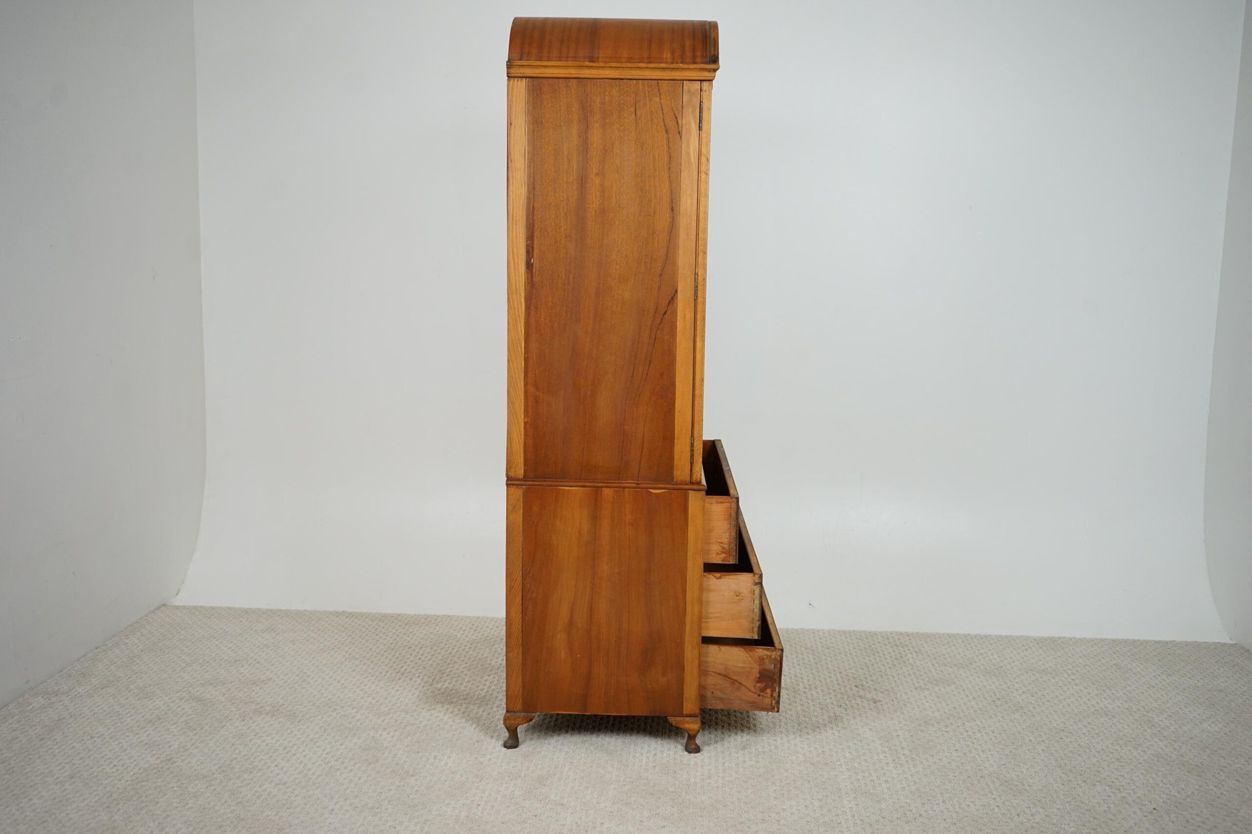 Vintage Art Deco Burr Walnut -Two Door Compactum Armoire Linen Press F-1643 - Image 6