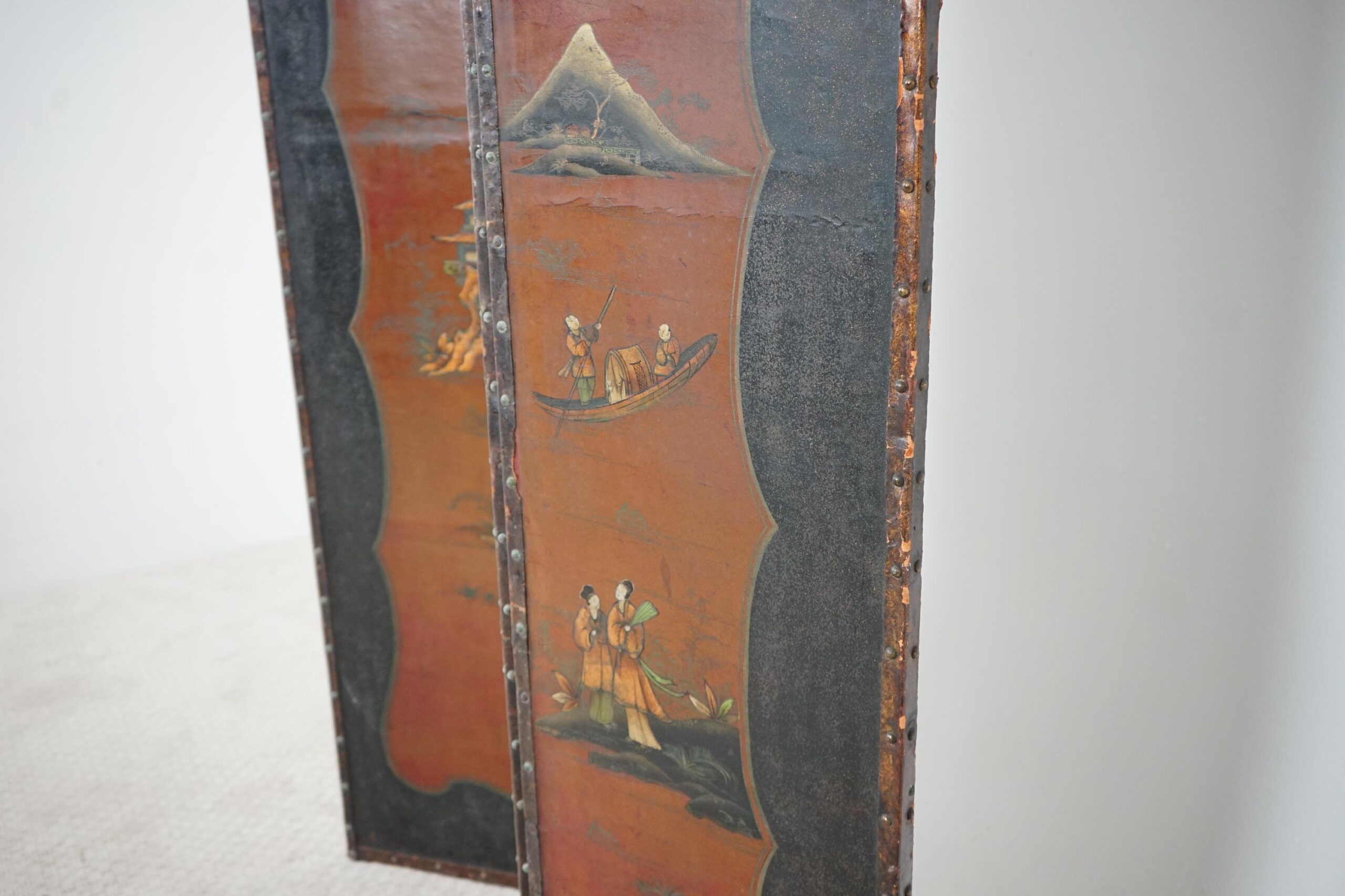 Vintage-Japanese 3 Panel Room Divider Screen-Hand Painted Mt Fuji &Landscape F-1636 - Image 6