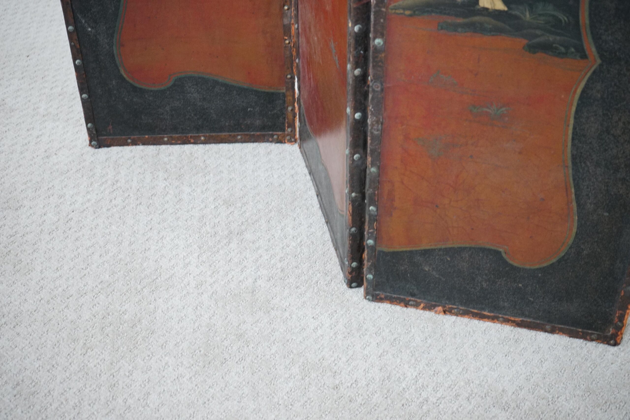 Vintage-Japanese 3 Panel Room Divider Screen-Hand Painted Mt Fuji &Landscape F-1636 - Image 9