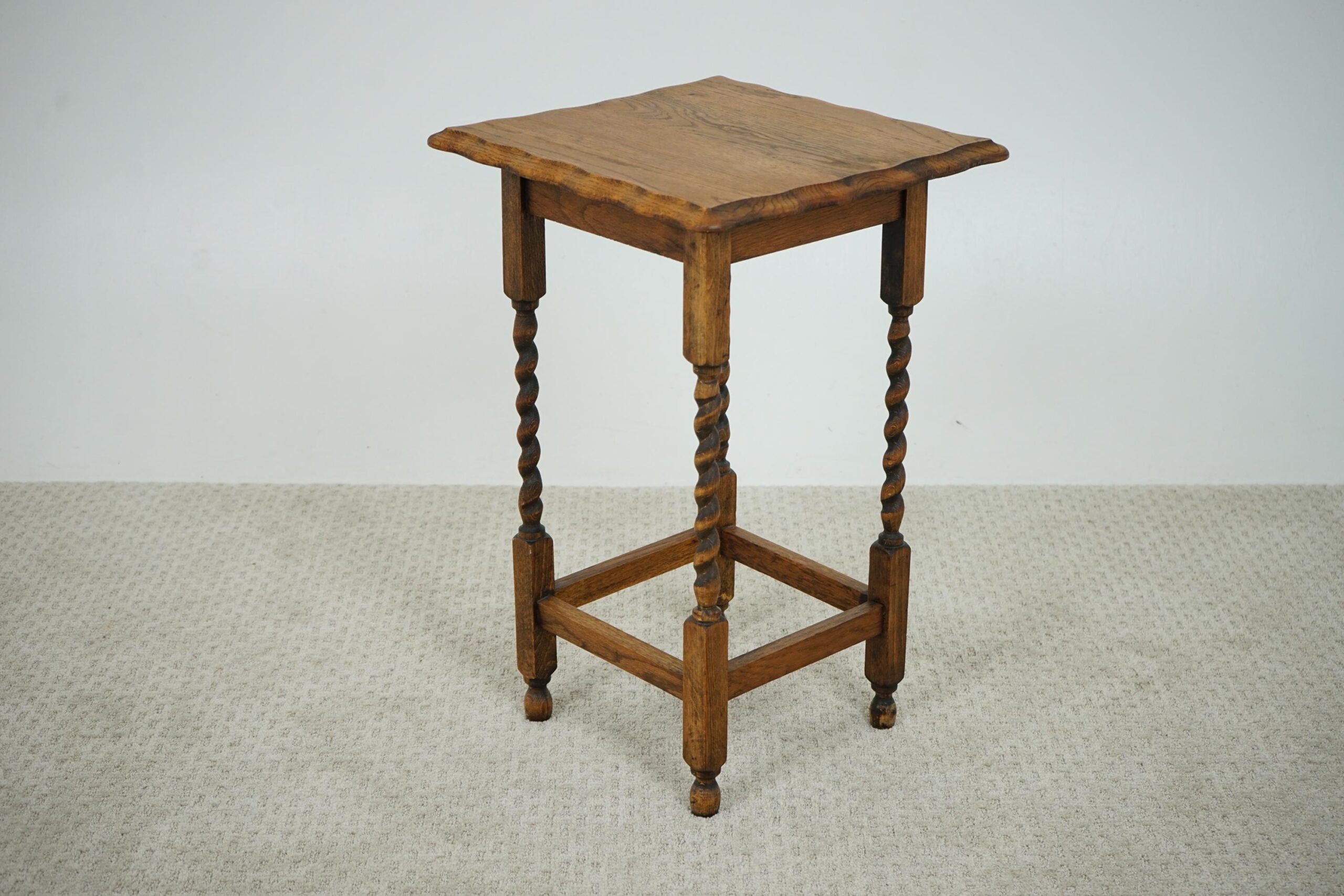 Antique Oak Barley Twist Lamp, End , Occasional Table Scotland 1920-F-1638 - Image 3