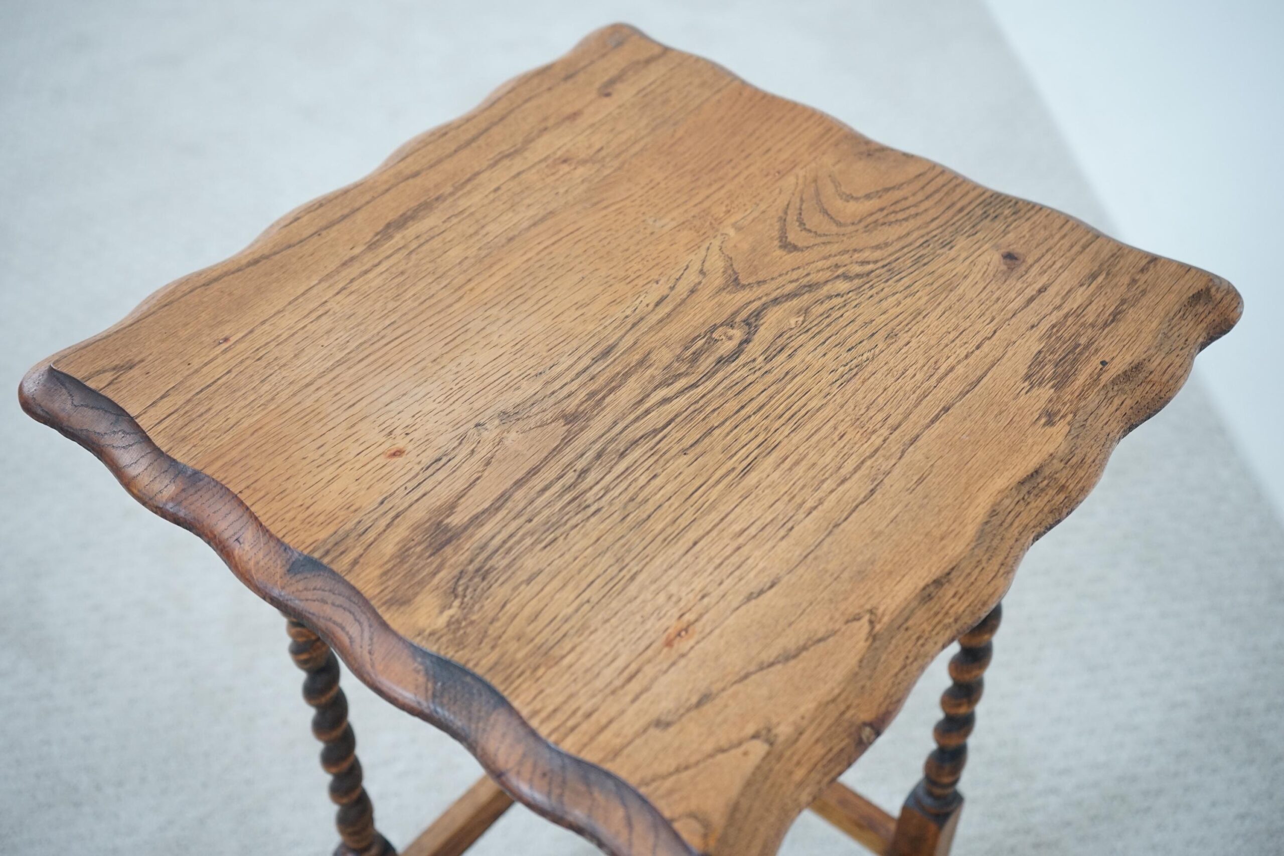 Antique Oak Barley Twist Lamp, End , Occasional Table Scotland 1920-F-1638 - Image 9