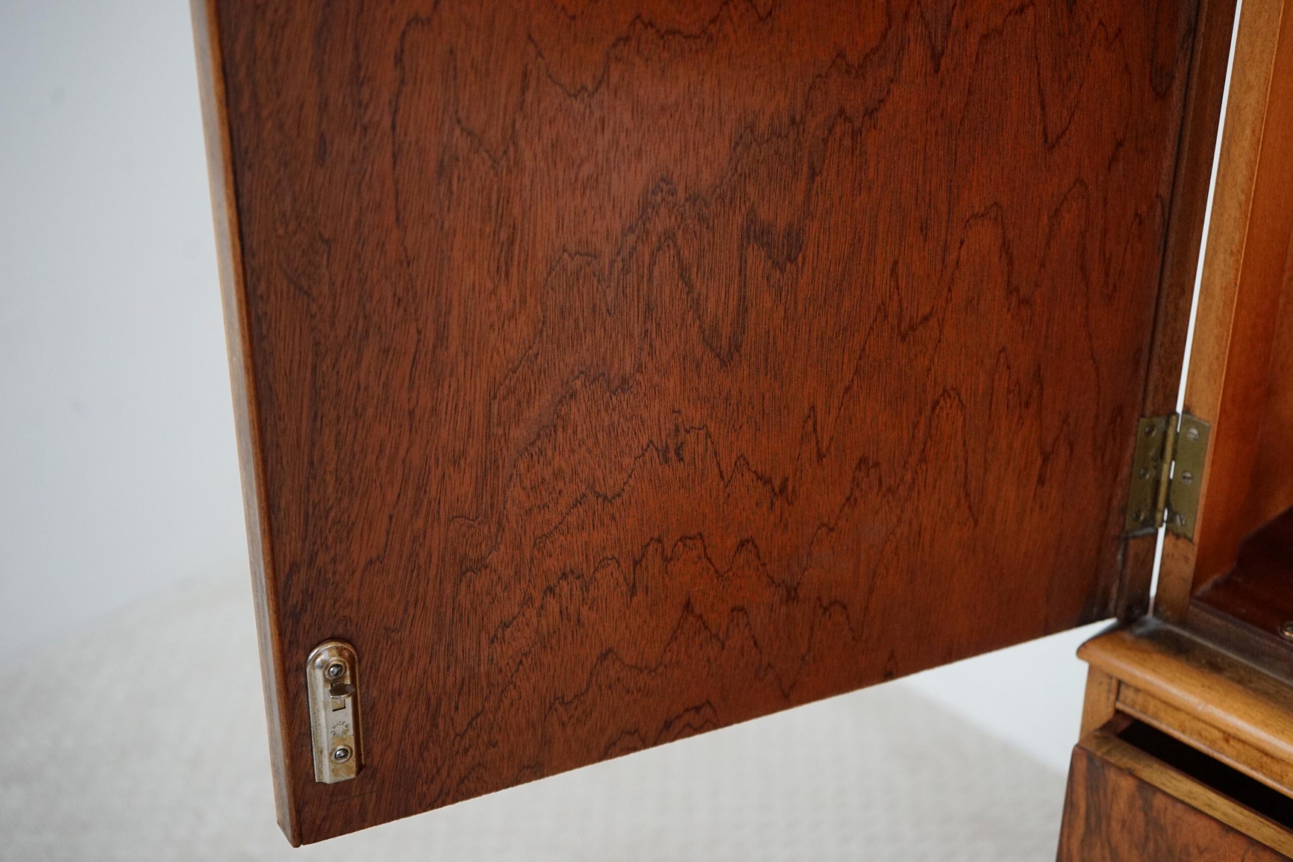 Vintage Art Deco Burr Walnut -Two Door Compactum Armoire Linen Press F-1643 - Image 14