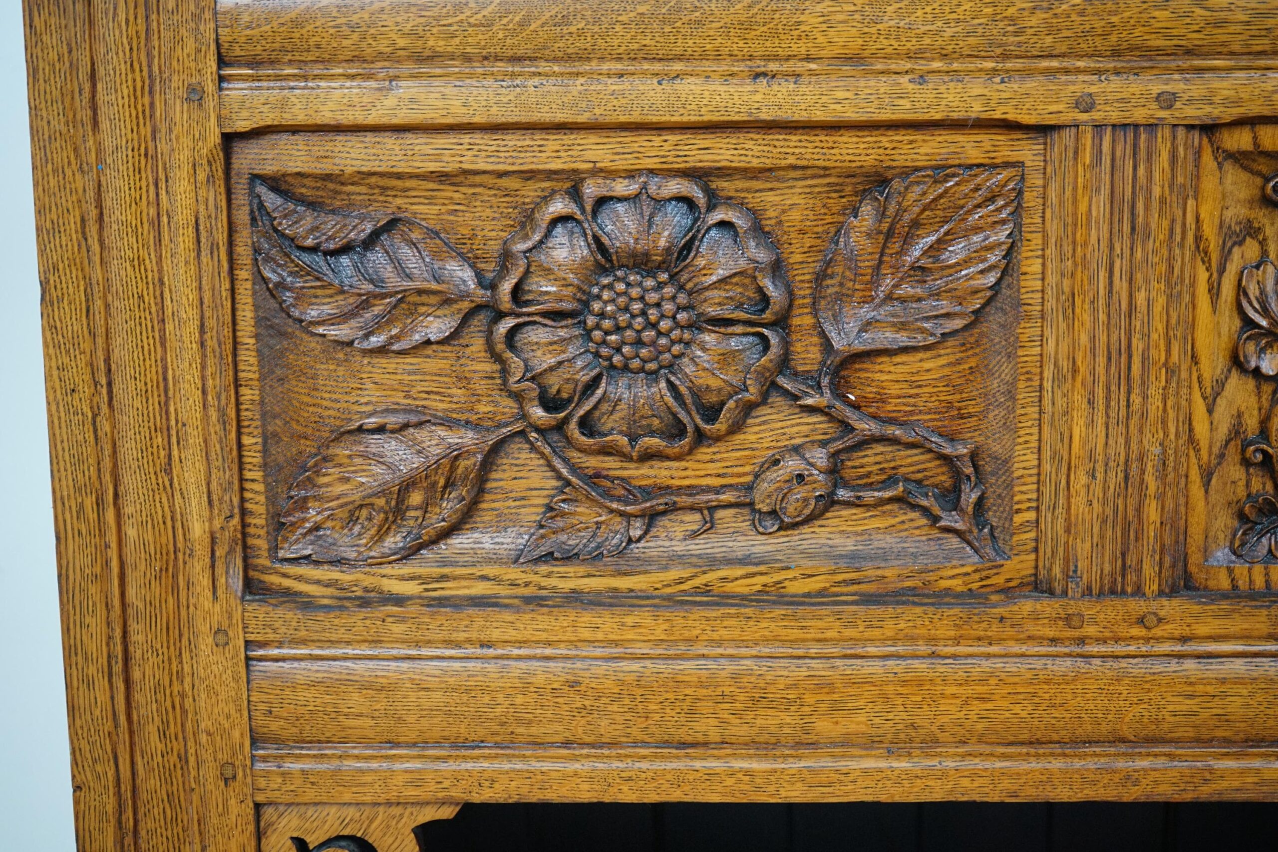 Antique Carved Oak Three Paneled Coffer, Trunk, Chest Scotland 1890 F-1642 - Image 7
