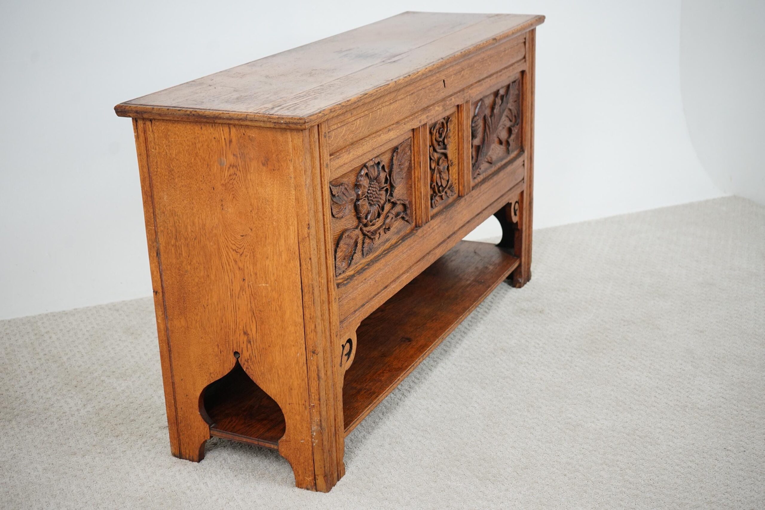 Antique Carved Oak Three Paneled Coffer, Trunk, Chest Scotland 1890 F-1642 - Image 16