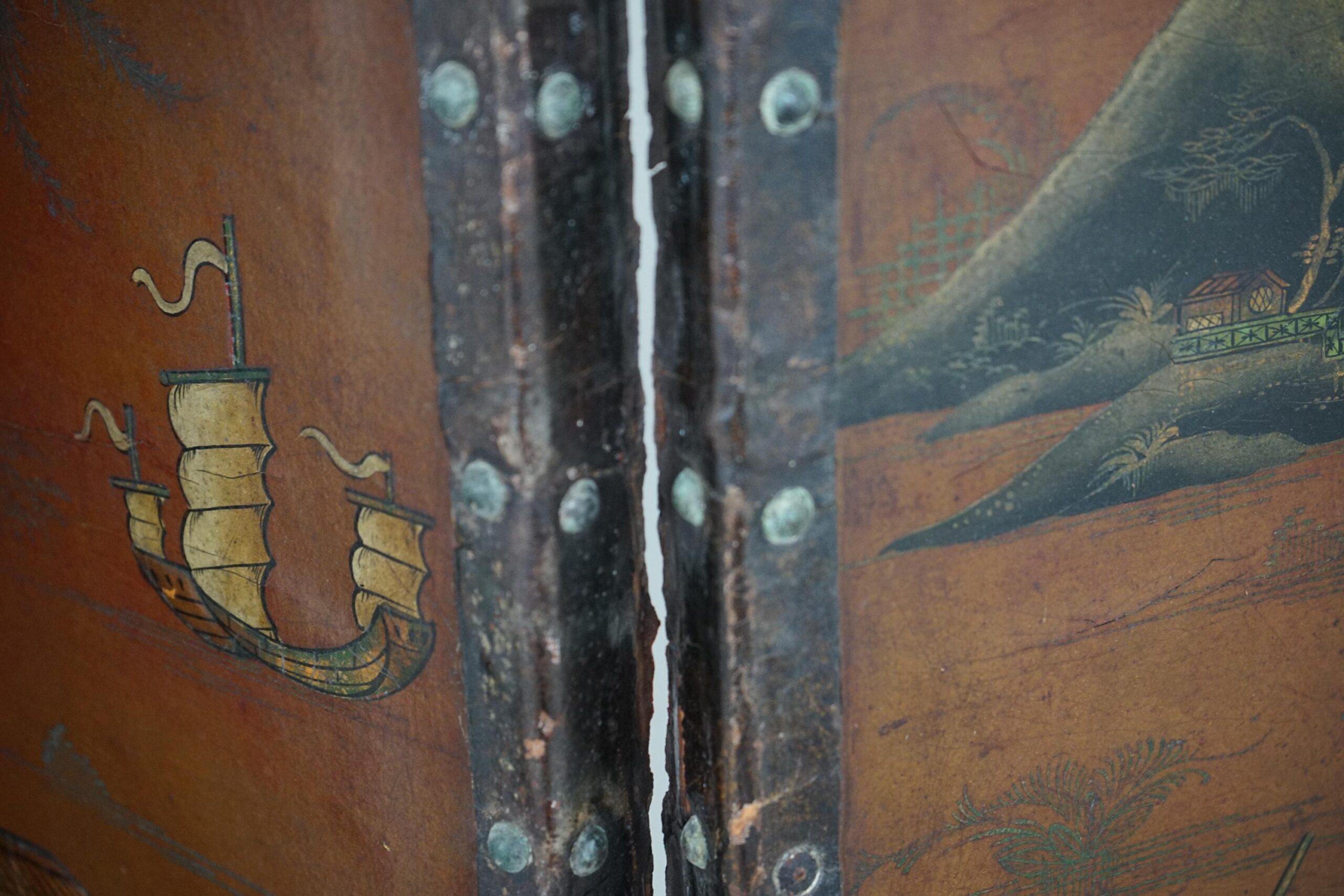 Vintage-Japanese 3 Panel Room Divider Screen-Hand Painted Mt Fuji &Landscape F-1636 - Image 11