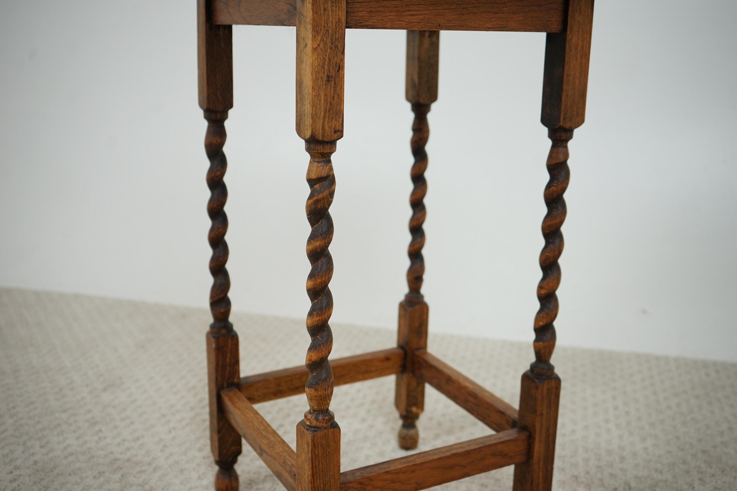 Antique Oak Barley Twist Lamp, End , Occasional Table Scotland 1920-F-1638 - Image 6