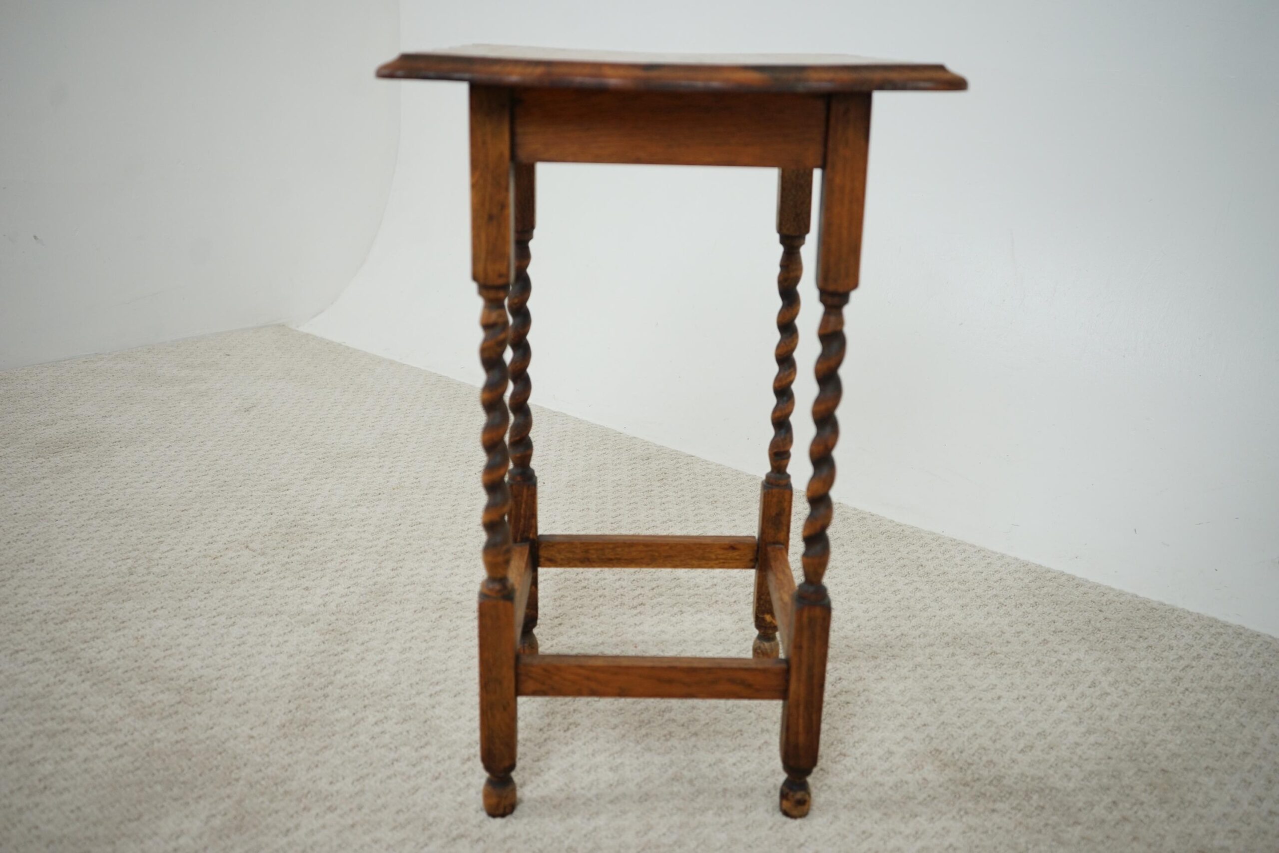 Antique Oak Barley Twist Lamp, End , Occasional Table Scotland 1920-F-1638 - Image 5