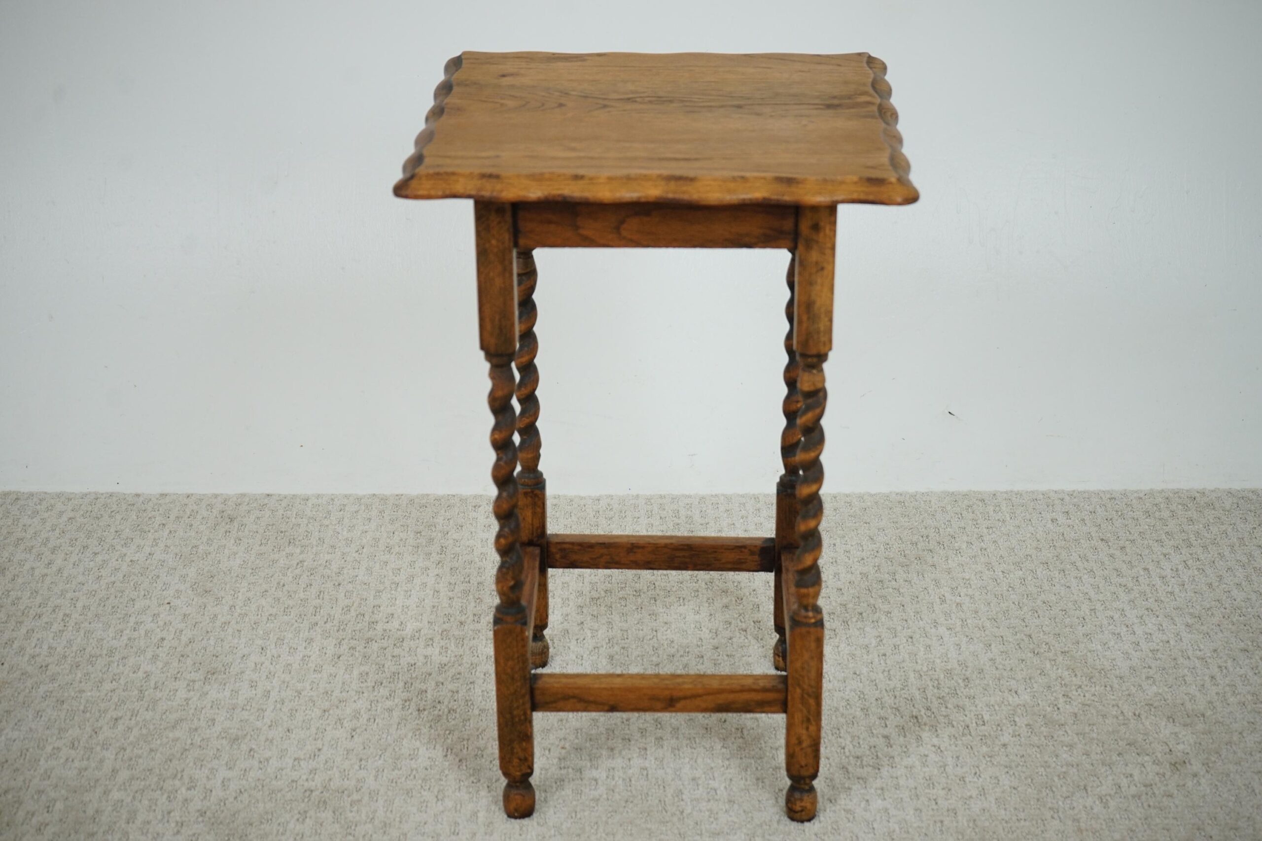 Antique Oak Barley Twist Lamp, End , Occasional Table Scotland 1920-F-1638 - Image 2