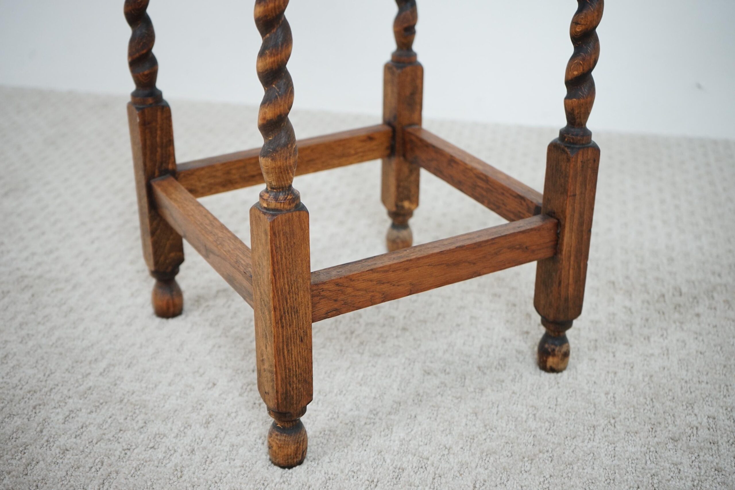 Antique Oak Barley Twist Lamp, End , Occasional Table Scotland 1920-F-1638 - Image 7