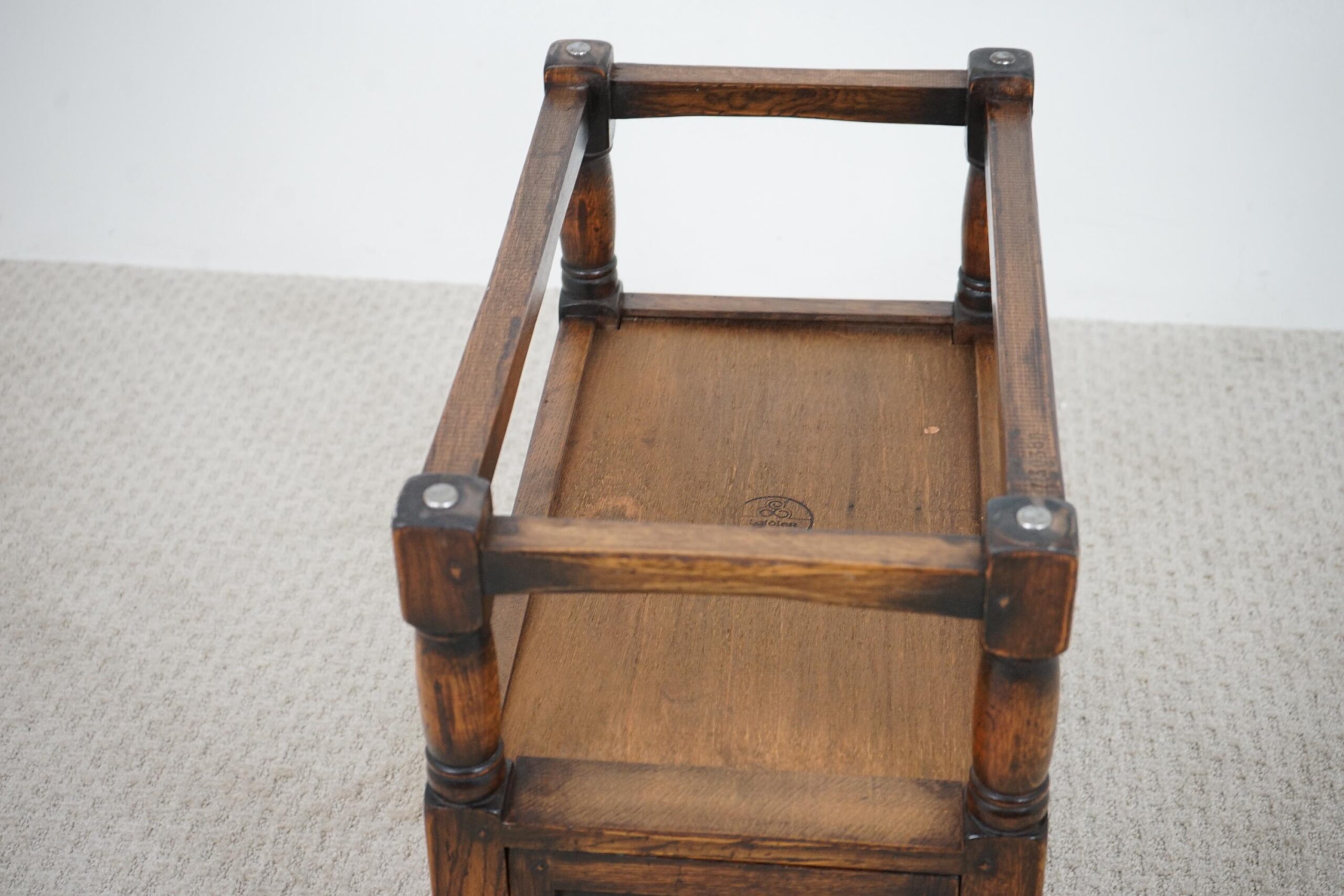 Vintage Solid Oak Linen Fold Cupboard, End Table Vancouver, Canada 1960 F-1652 - Image 14