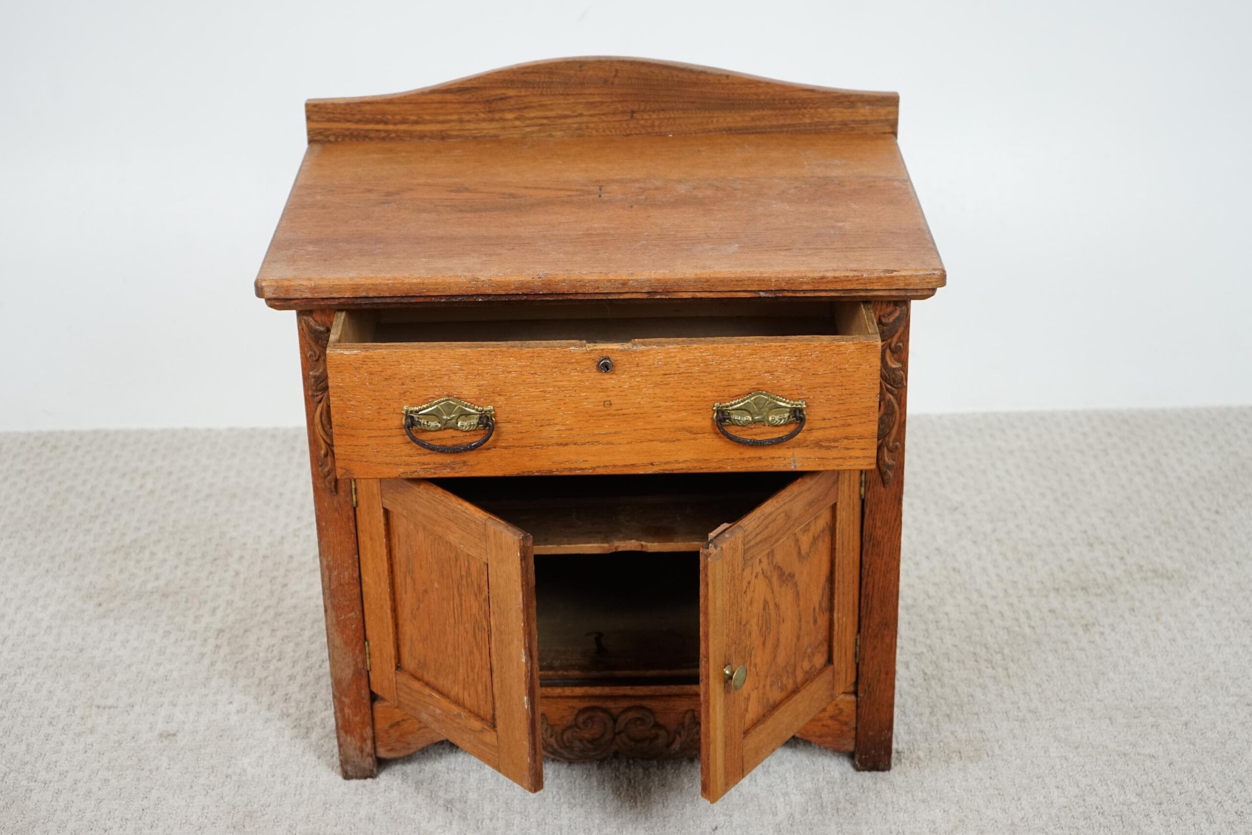Antique Oak Washstand, Nightstand, Chest, Cupboard American 1900 F-1641 - Image 3