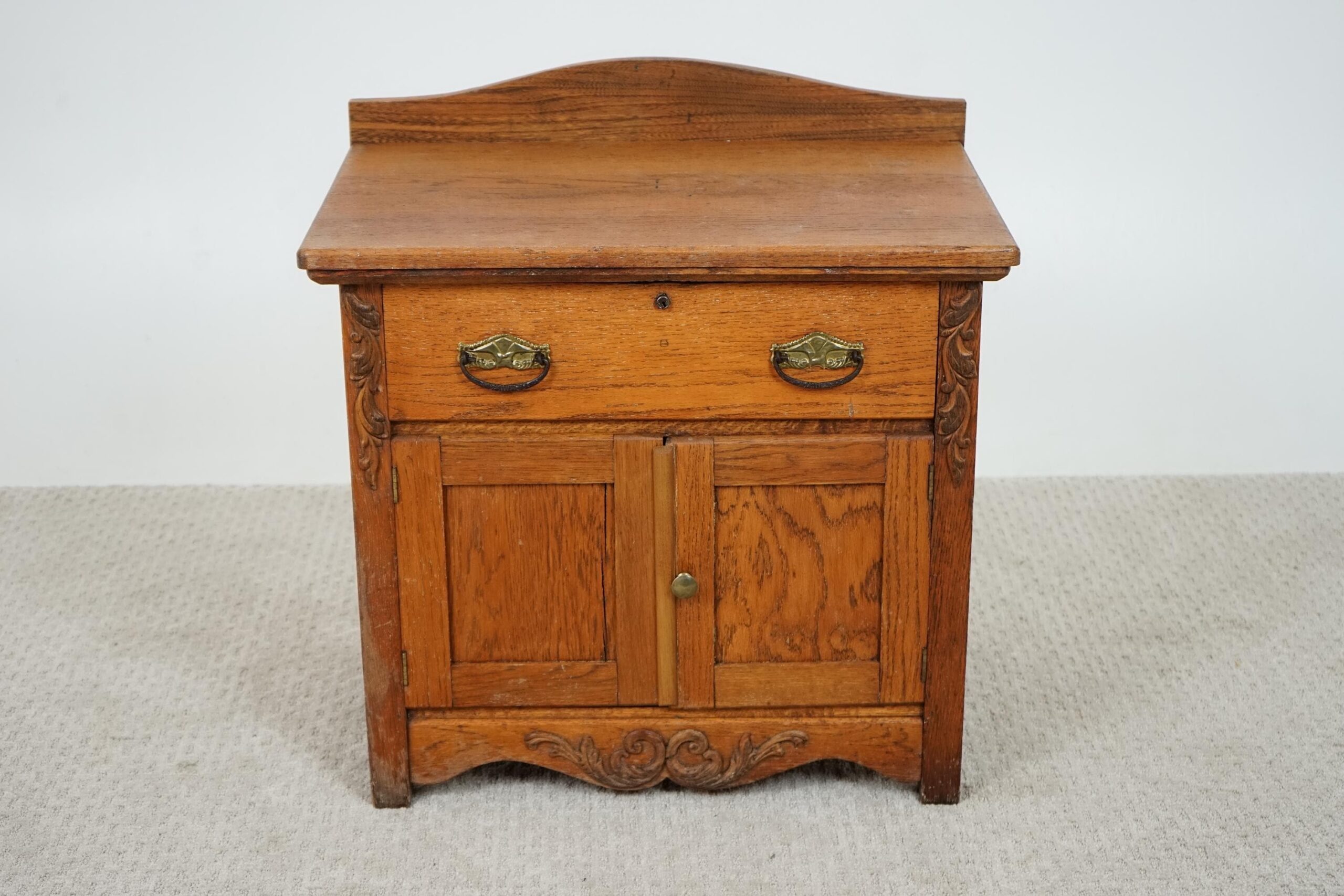 Antique Oak Washstand, Nightstand, Chest, Cupboard American 1900 F-1641