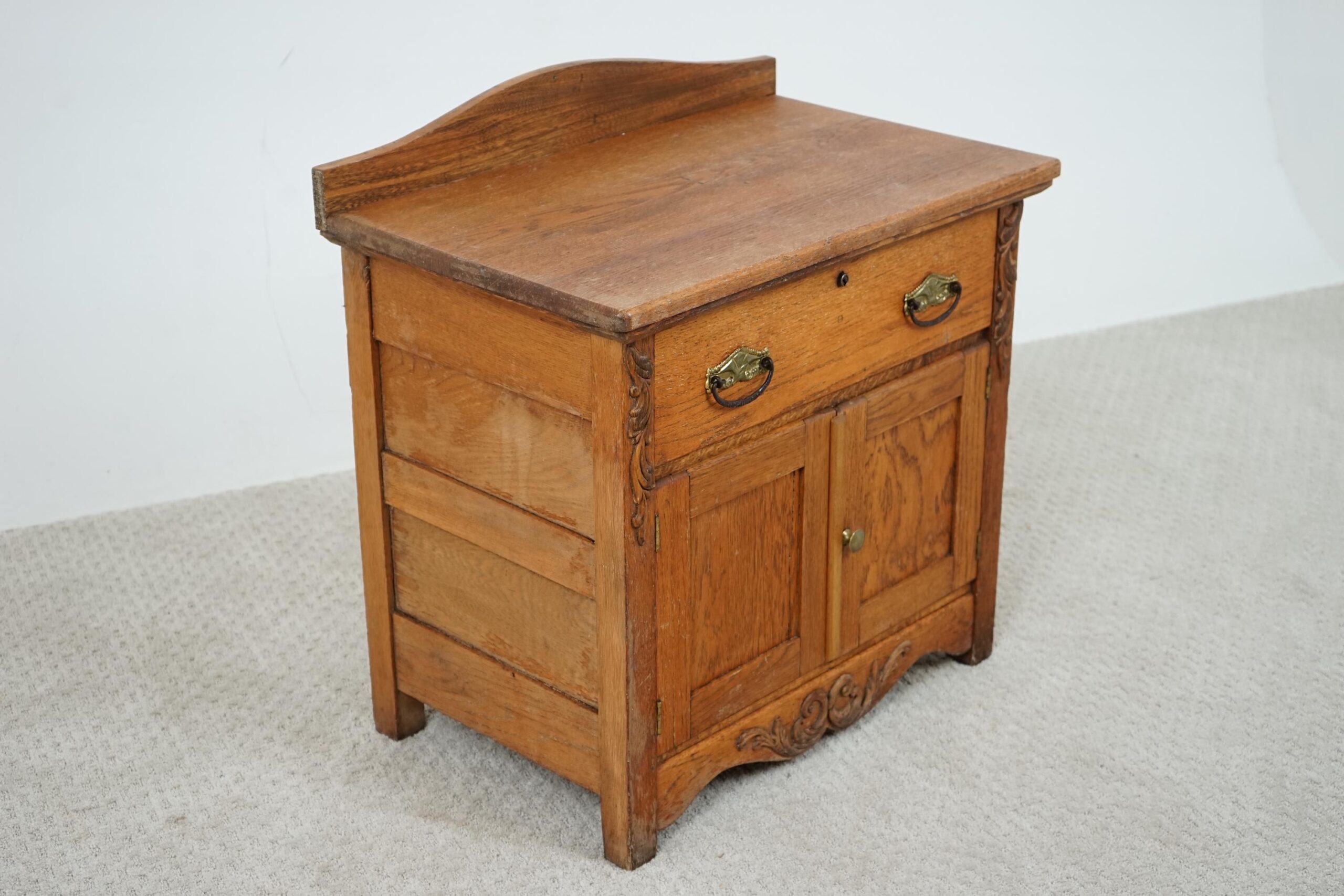 Antique Oak Washstand, Nightstand, Chest, Cupboard American 1900 F-1641 - Image 9