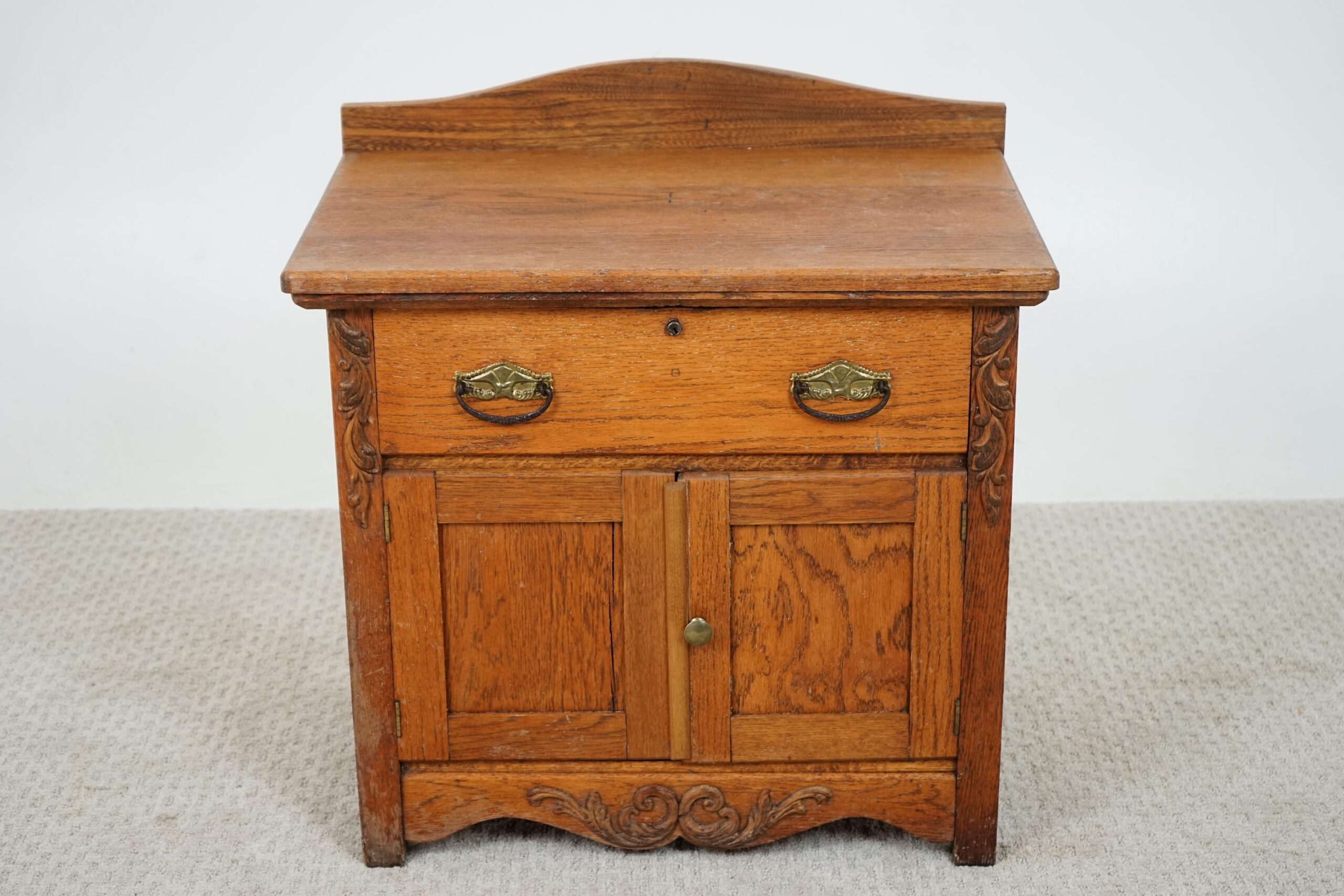 Antique Oak Washstand, Nightstand, Chest, Cupboard American 1900 F-1641 - Image 2