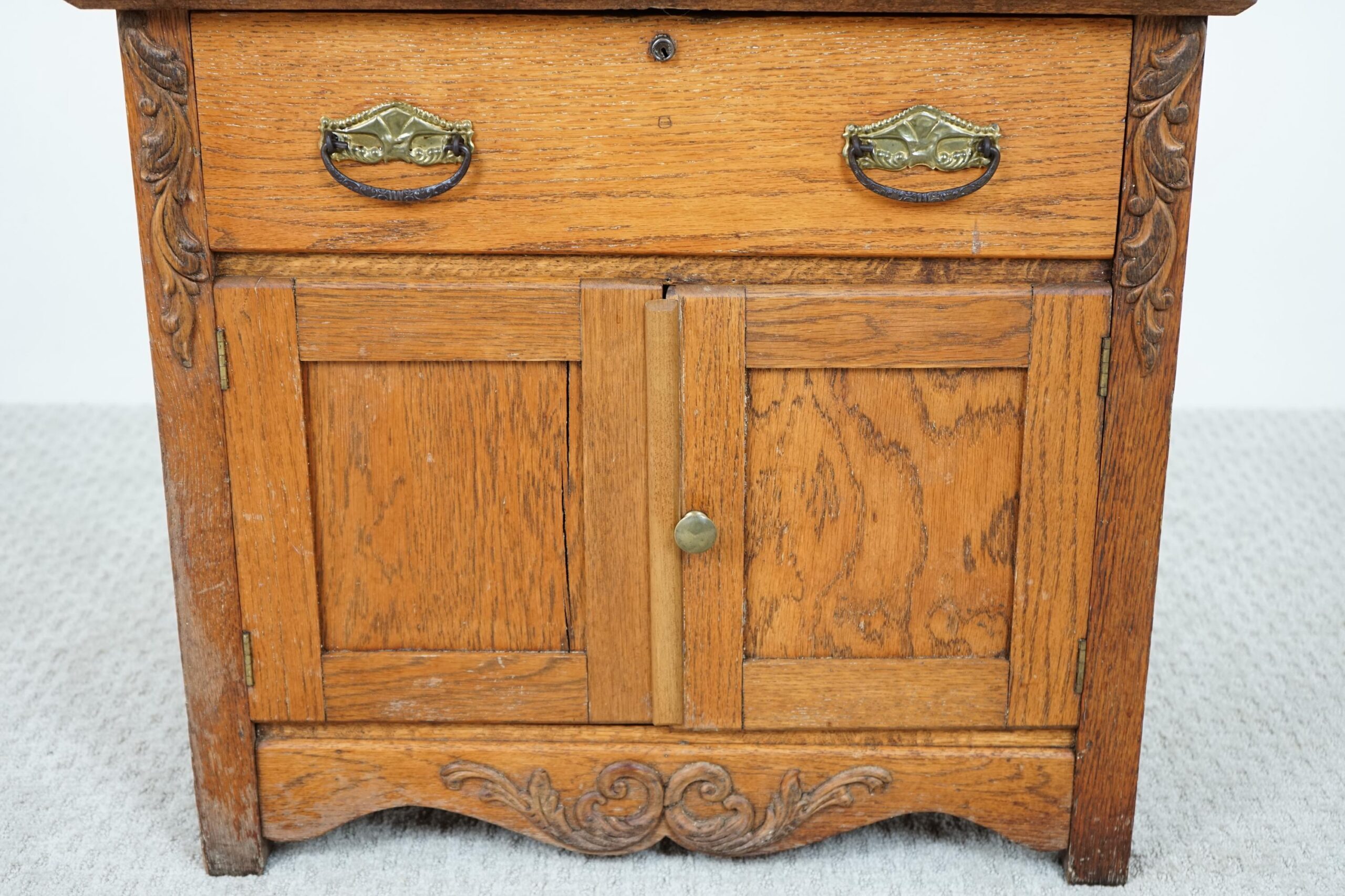 Antique Oak Washstand, Nightstand, Chest, Cupboard American 1900 F-1641 - Image 5