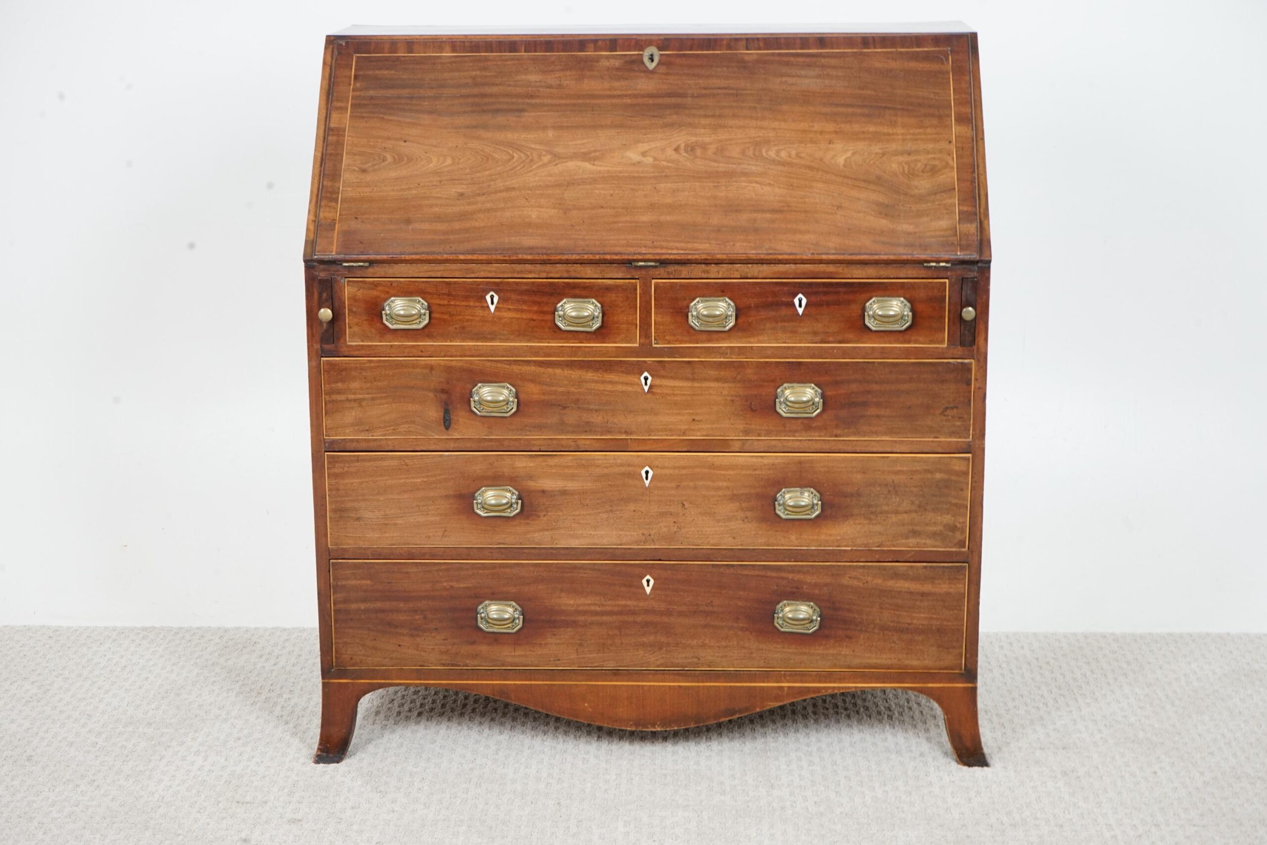 Antique Inlaid George III Walnut Bureau, Desk, Secretaire Scotland 1780 F-1661 - Image 4