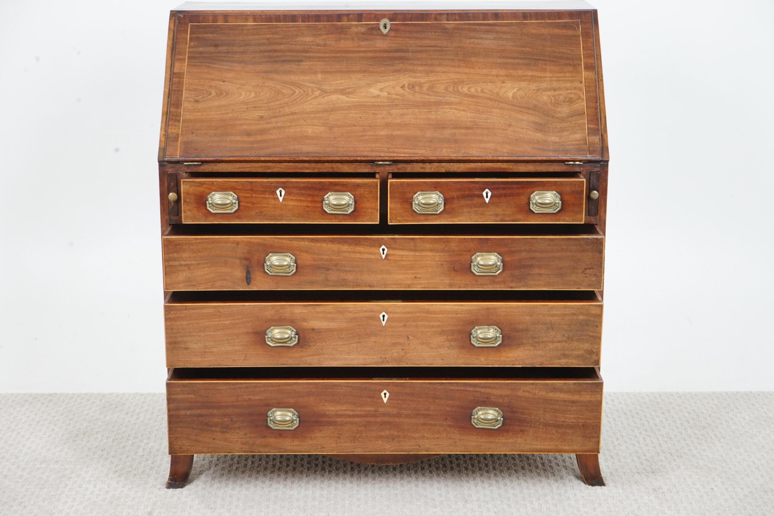 Antique Inlaid George III Walnut Bureau, Desk, Secretaire Scotland 1780 F-1661 - Image 5