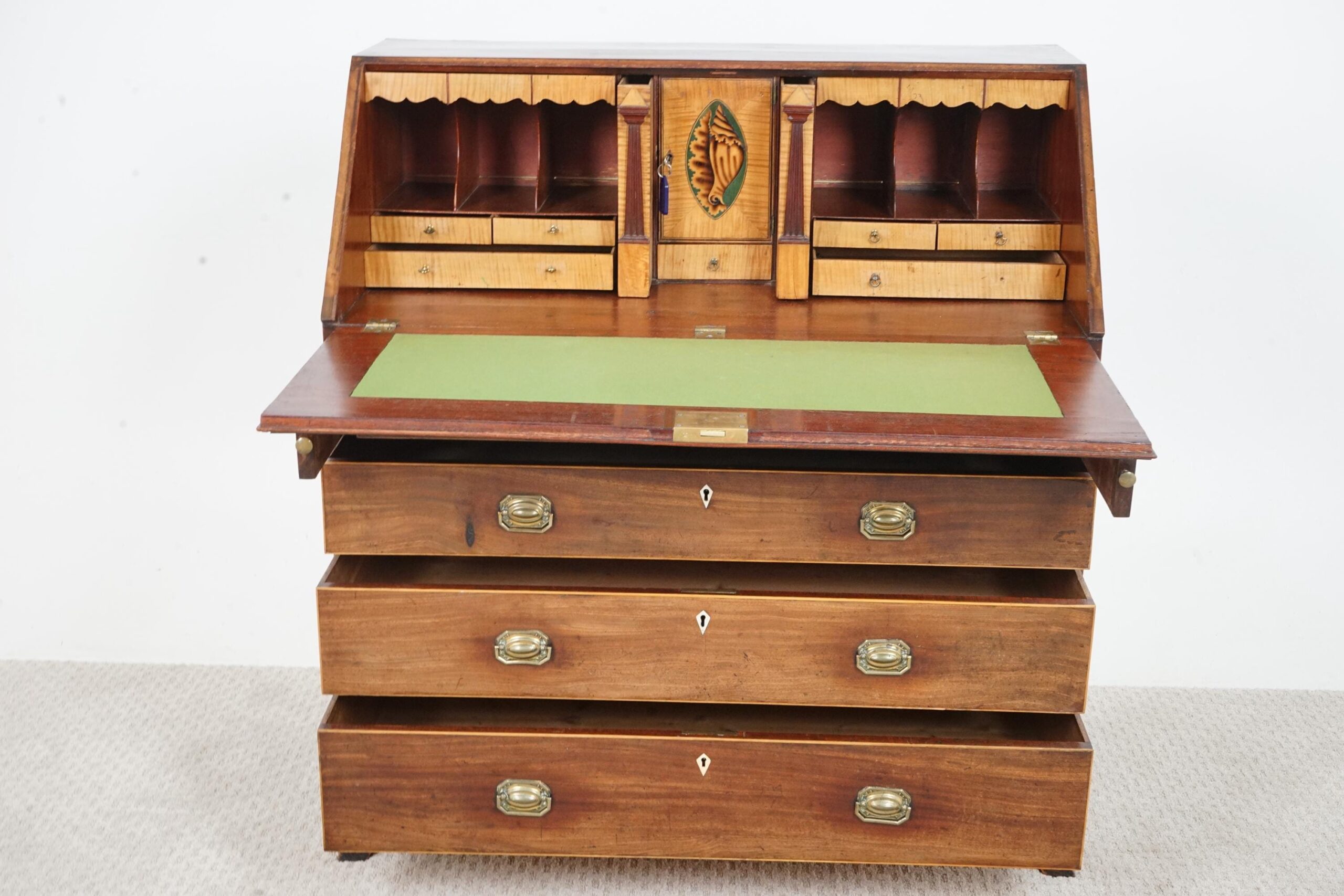 Antique Inlaid George III Walnut Bureau, Desk, Secretaire Scotland 1780 F-1661 - Image 16