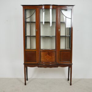 Antique Edwardian Inlaid Walnut Bow Front Display Cabinet, China Cabinet - Scotland 1910  F--1667
