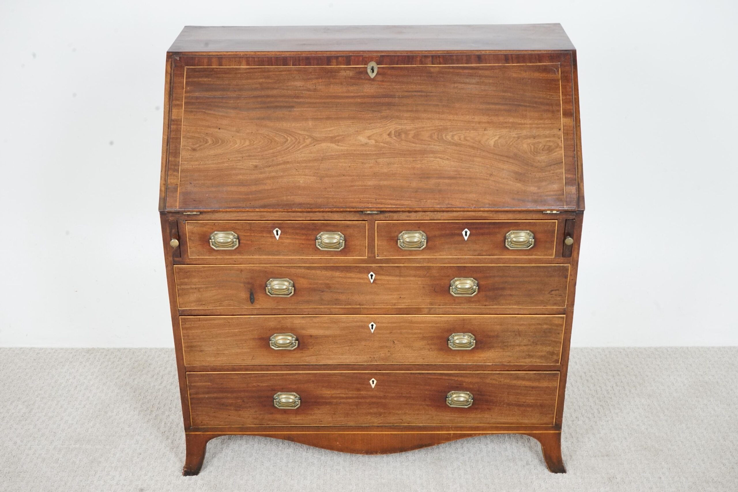 Antique Inlaid George III Walnut Bureau, Desk, Secretaire Scotland 1780 F-1661