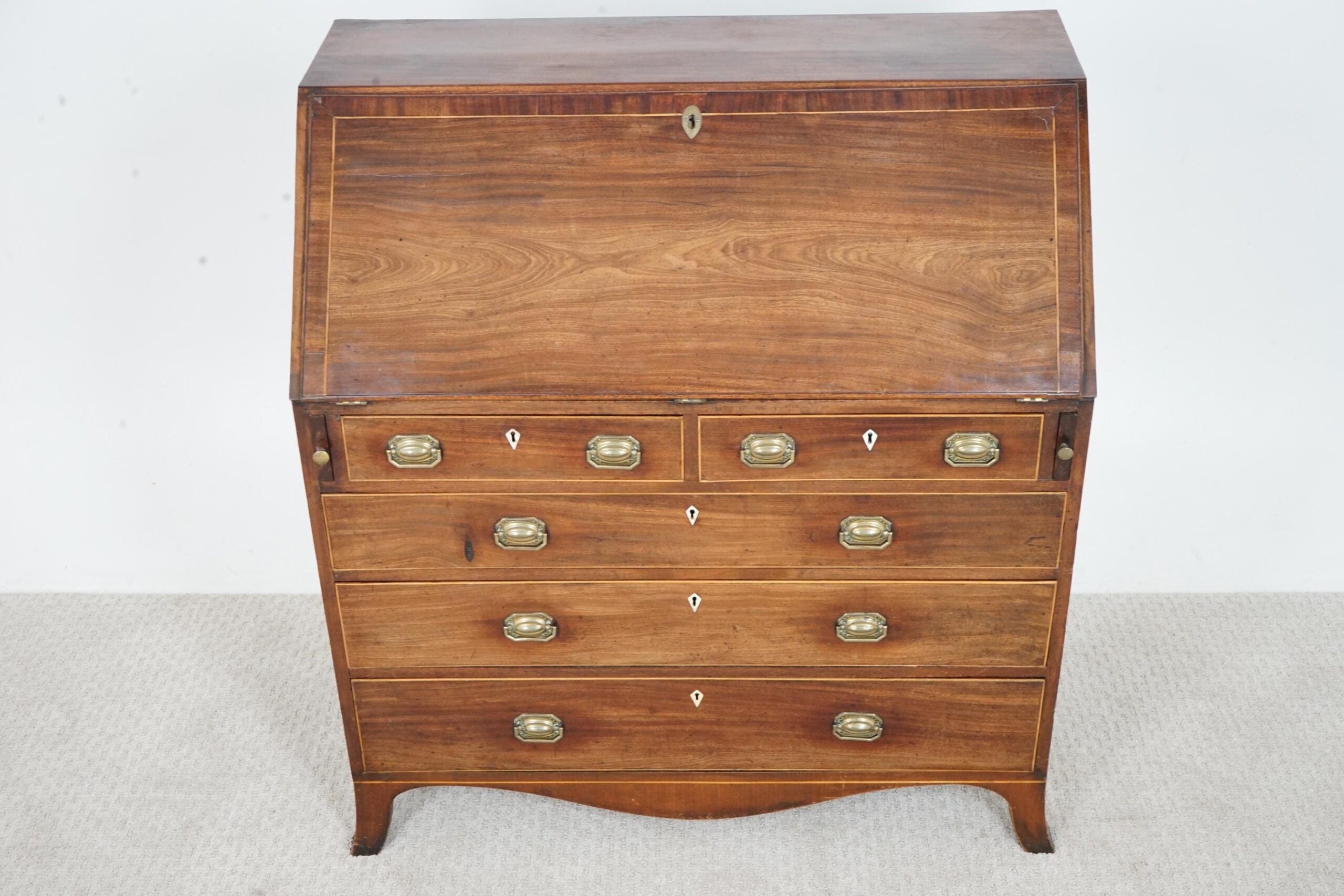 Antique Inlaid George III Walnut Bureau, Desk, Secretaire Scotland 1780 F-1661 - Image 2