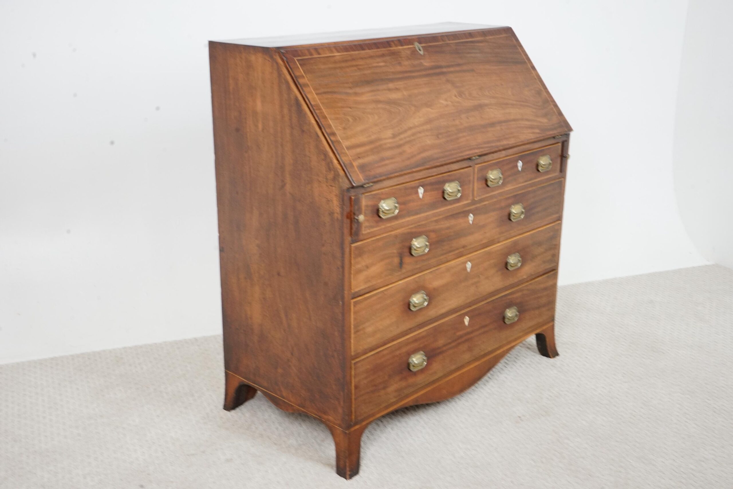 Antique Inlaid George III Walnut Bureau, Desk, Secretaire Scotland 1780 F-1661 - Image 6