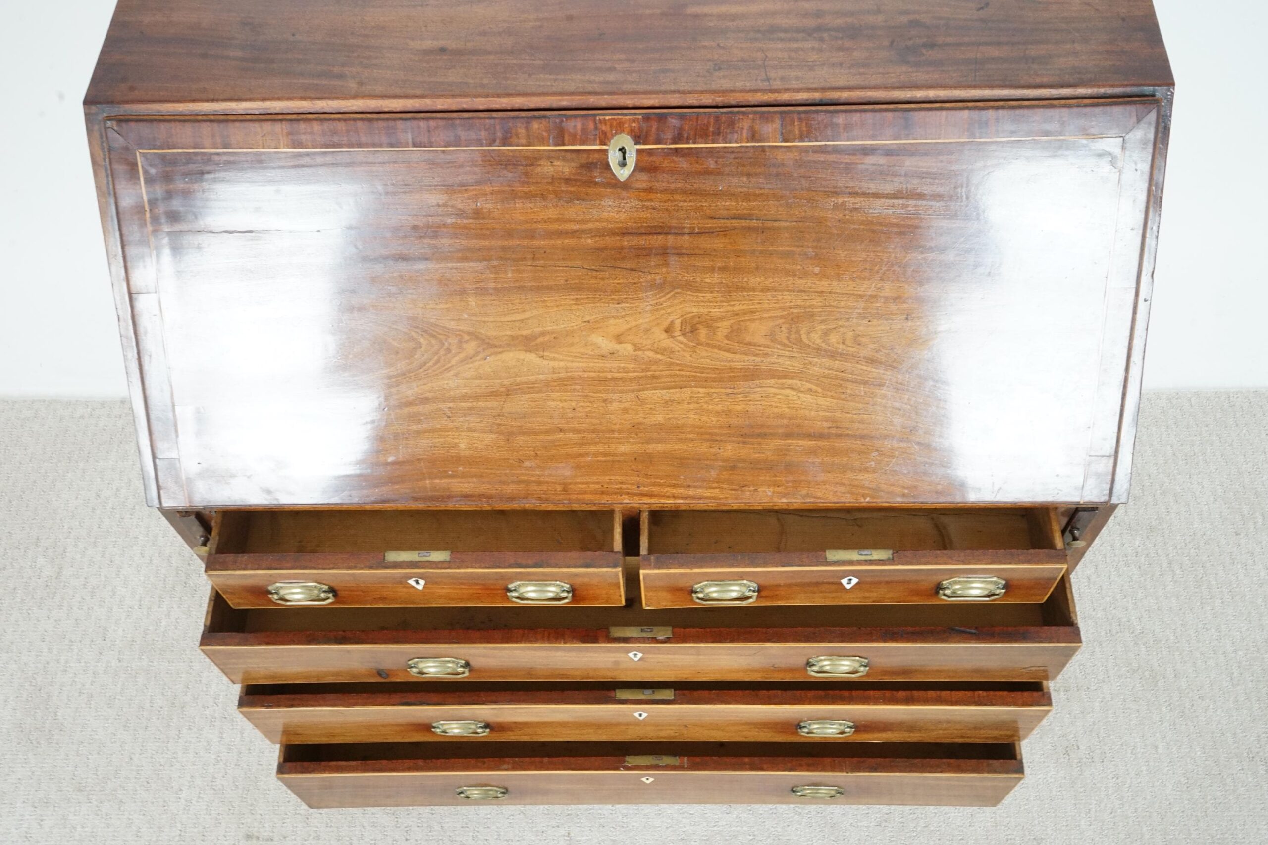 Antique Inlaid George III Walnut Bureau, Desk, Secretaire Scotland 1780 F-1661 - Image 9