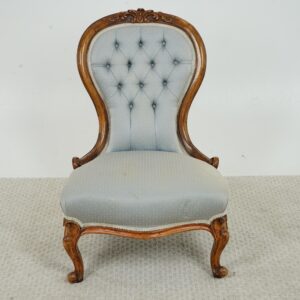 Antique Victorian Carved Walnut Ladies Chair-Button Back - Scotland 1870  F-1660