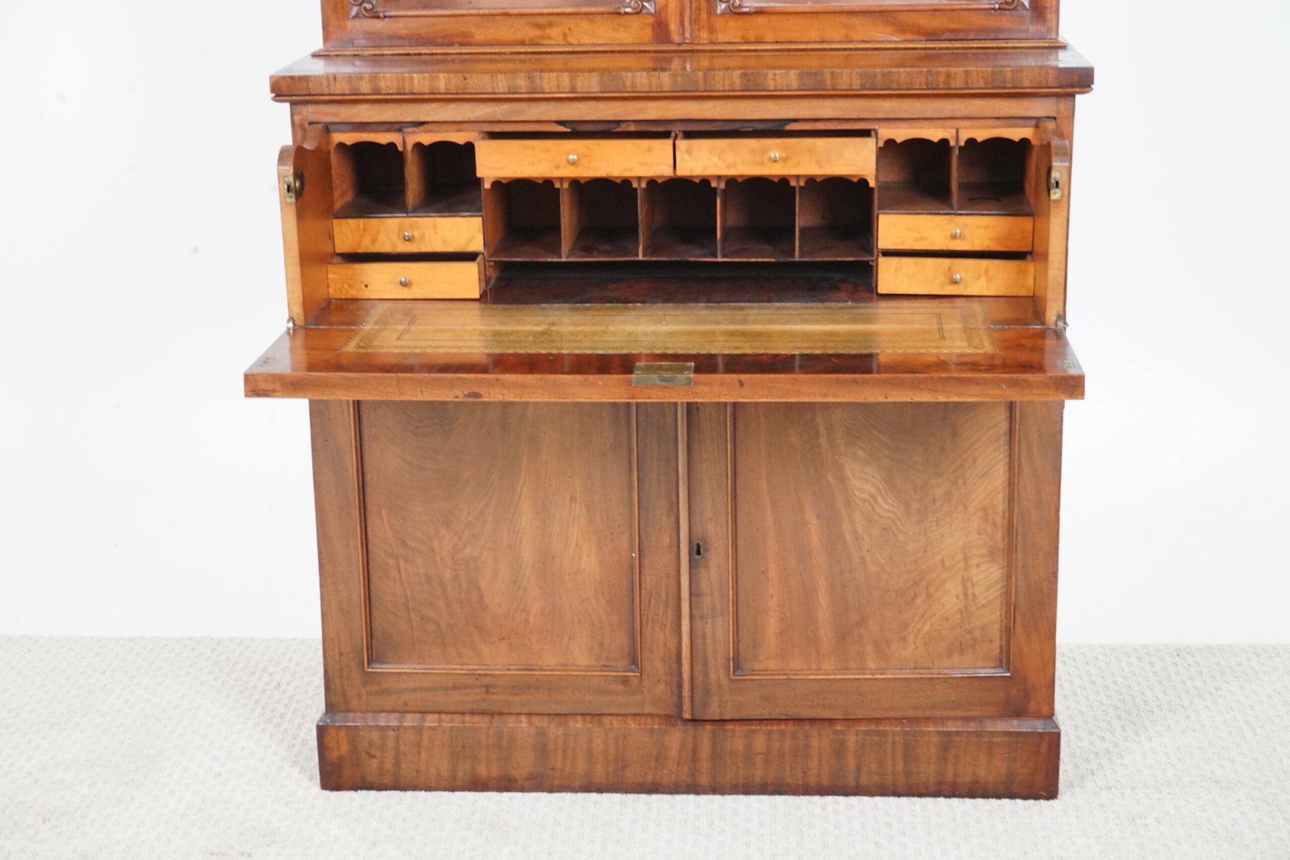 Antique Walnut Secretaire Bookcase, Display Cabinet - Scotland 1870 F-1662 - Image 4