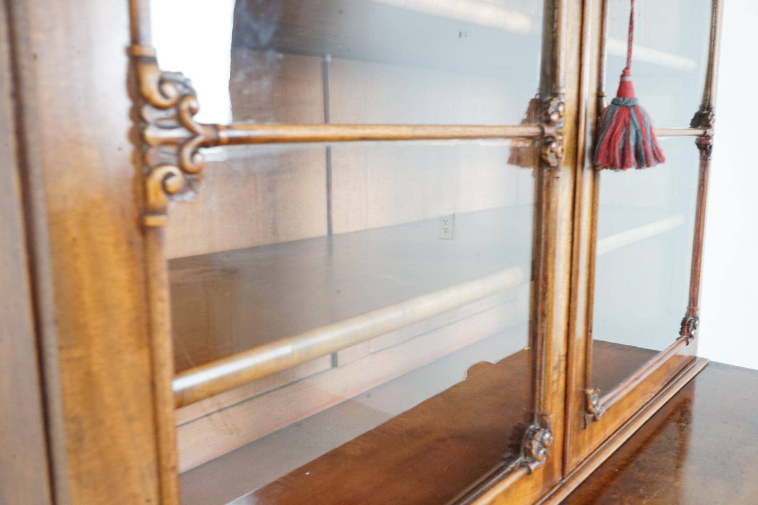 Antique Walnut Secretaire Bookcase, Display Cabinet - Scotland 1870 F-1662 - Image 5